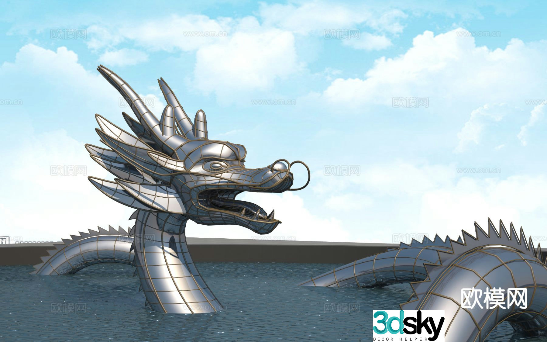 Chinese dragon sculpture 3d model