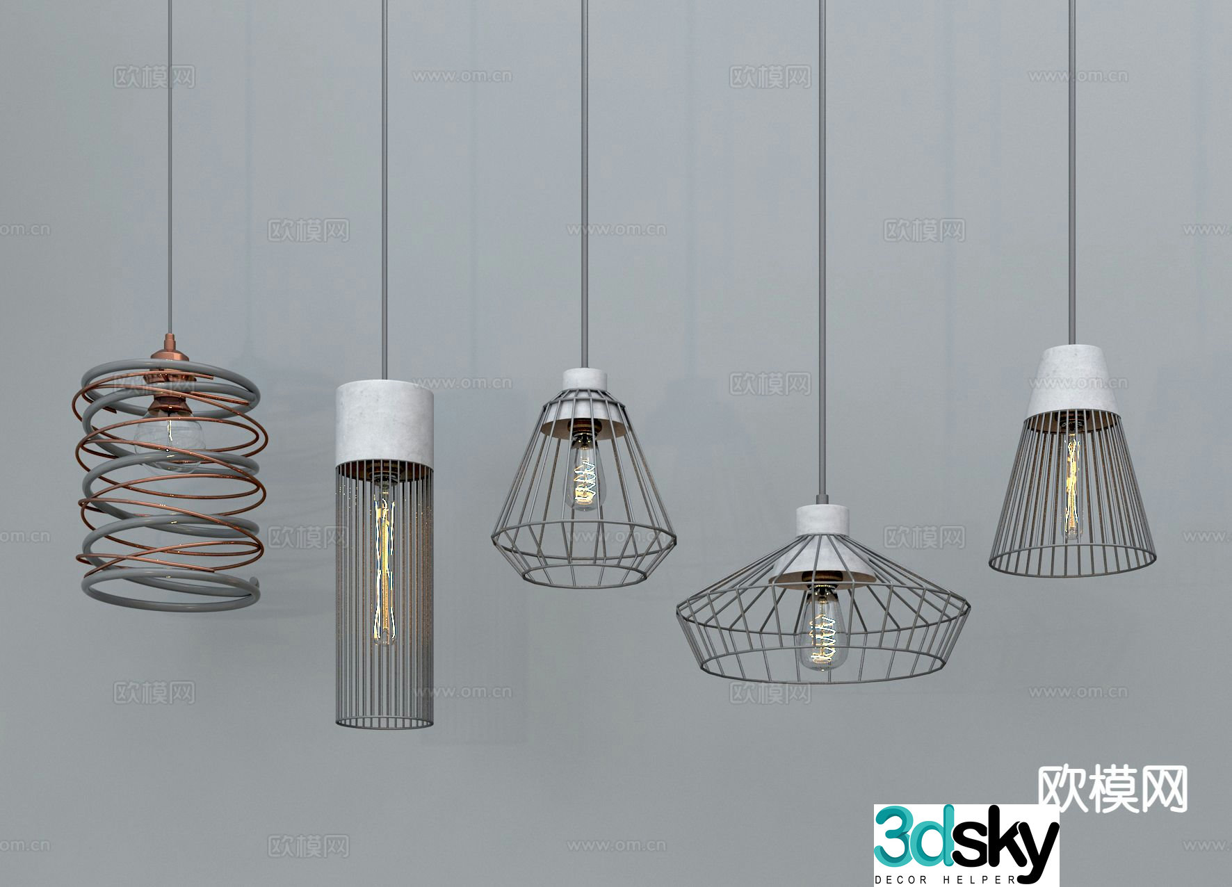 Industrial style chandelier iron chandelier light bulb chandelier 3d model