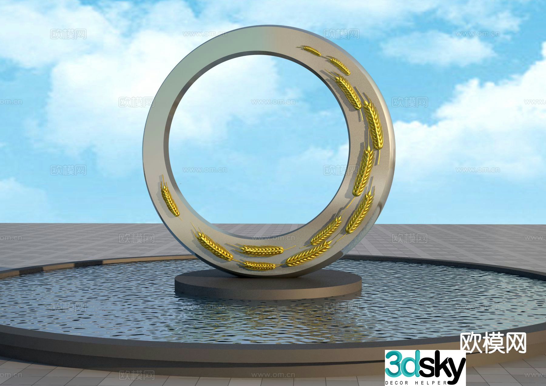 Wheat sculpture ring sculpture 3d model
