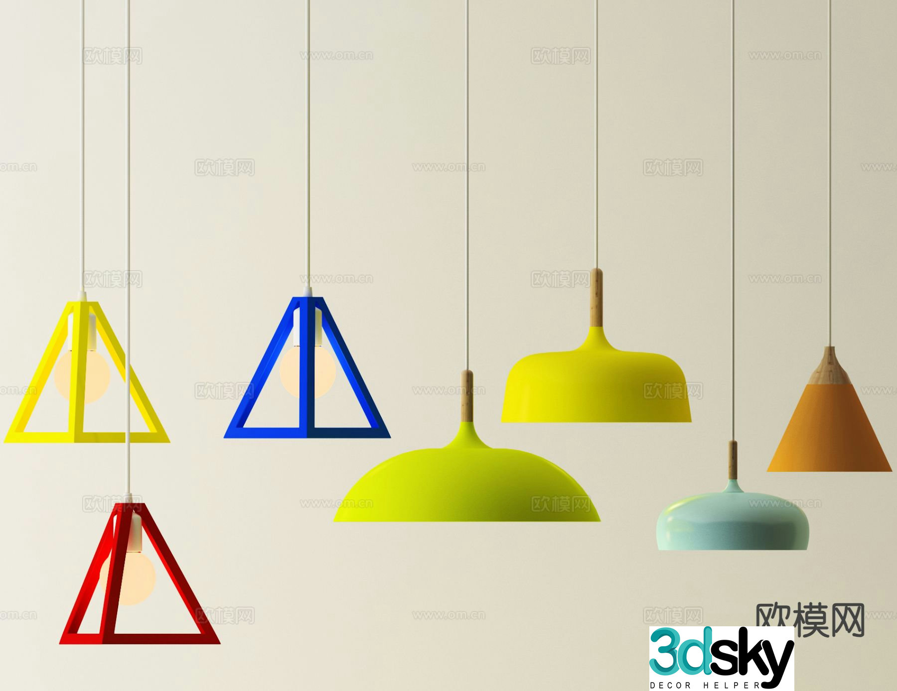 Colorful small chandelier bedside small chandelier 3d model