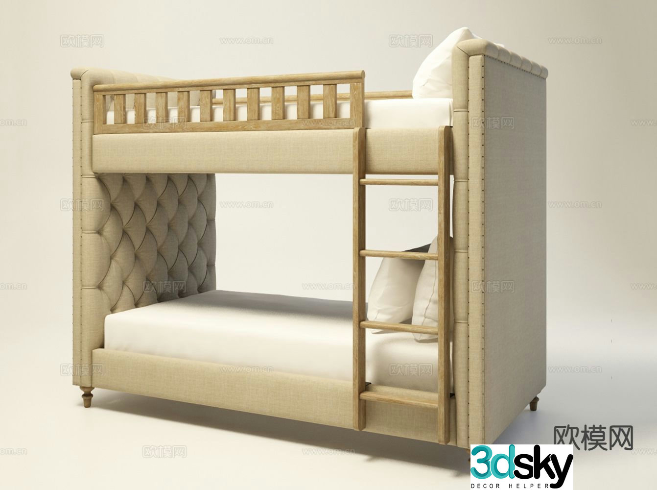 American bunk bed bunk bed 3D model