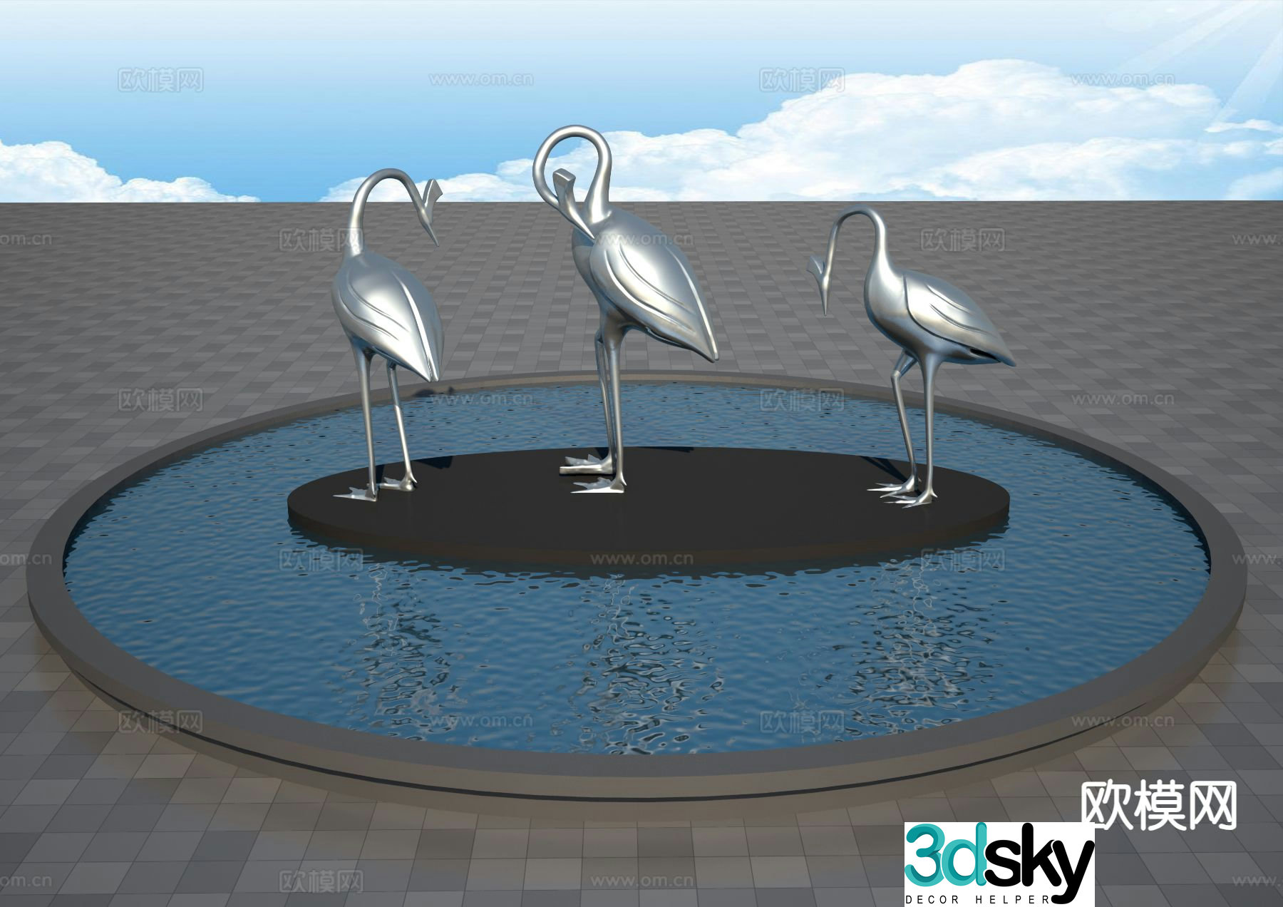 Crane sculpture landscape sculpture 3d model