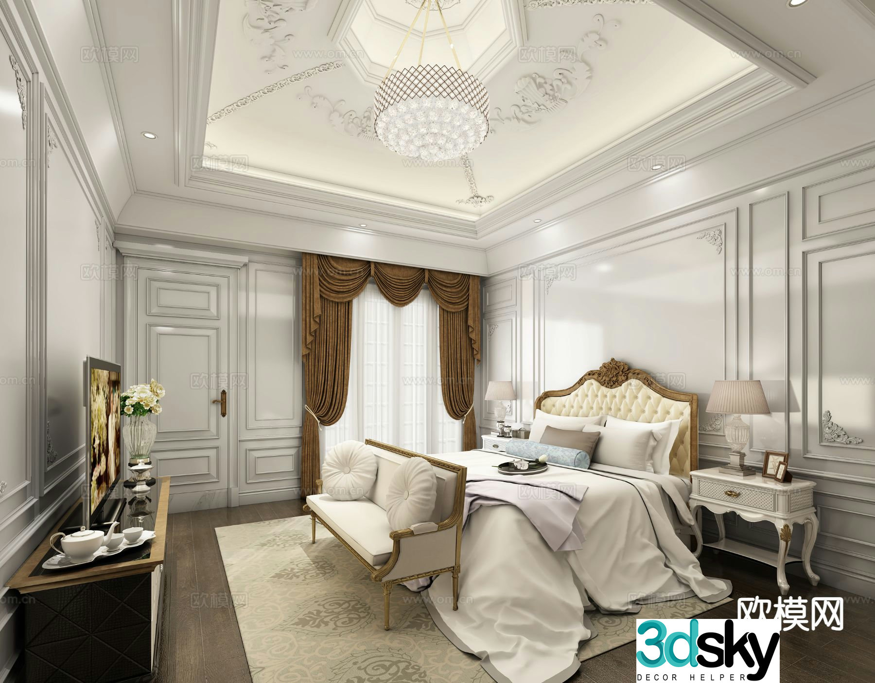 European style bedroom master bedroom 3d model
