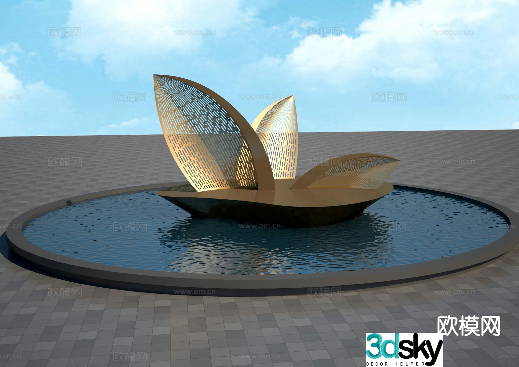 Hollow petal sculpture landscape sculpture 3d model