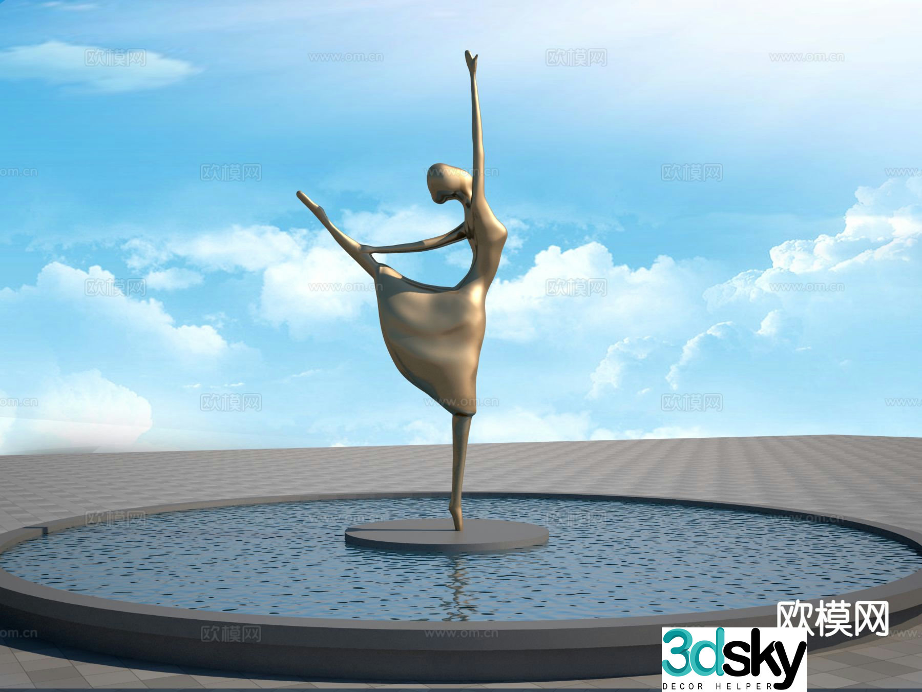 Ballerina girl sculpture 3d model
