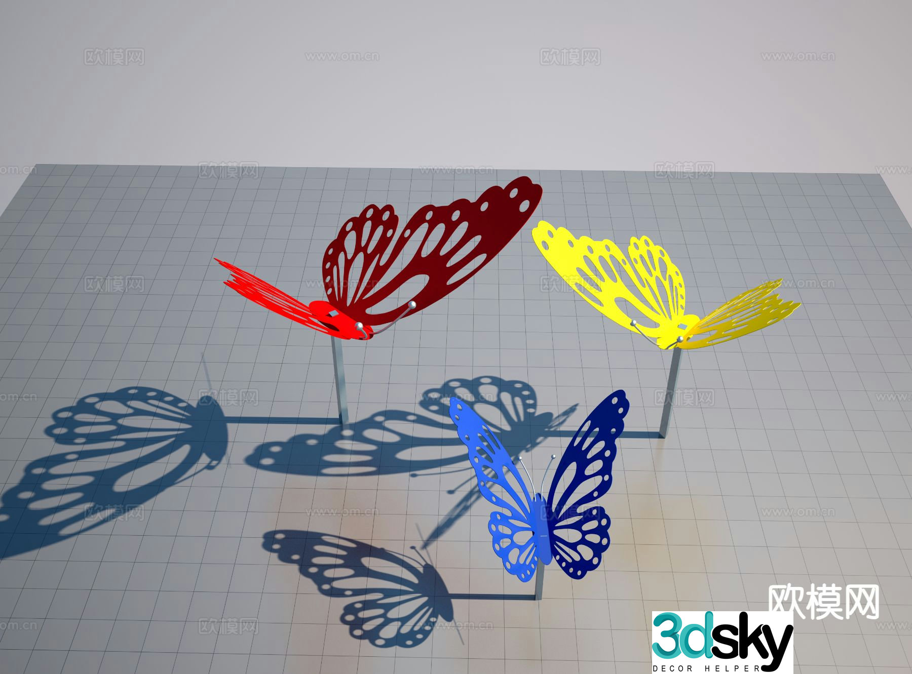 Butterfly silhouette sculpture urban sculpture 3d model