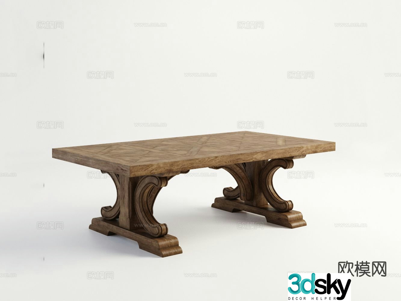 American dining table solid wood dining table 3d model