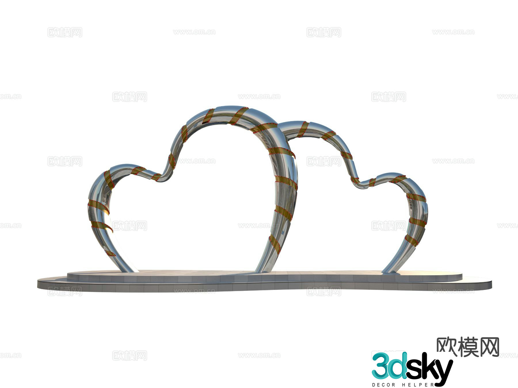 Heart to Heart Sculpture 3D model