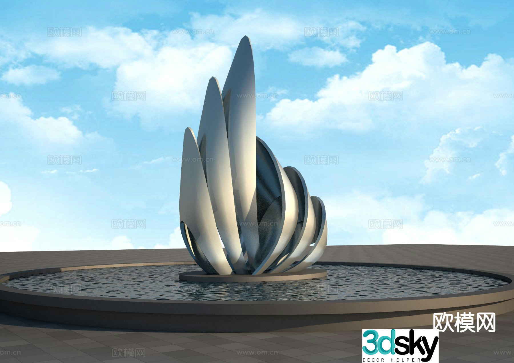 Abstract sailing ship sculpture abstract petal sculpture 3d model