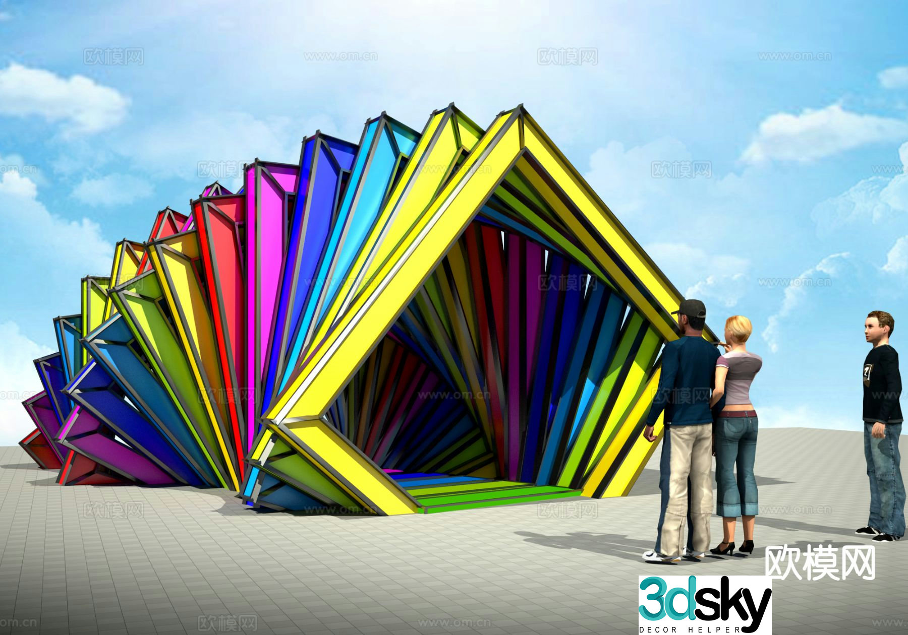 Tunnel sculpture landscape sculpture 3d model