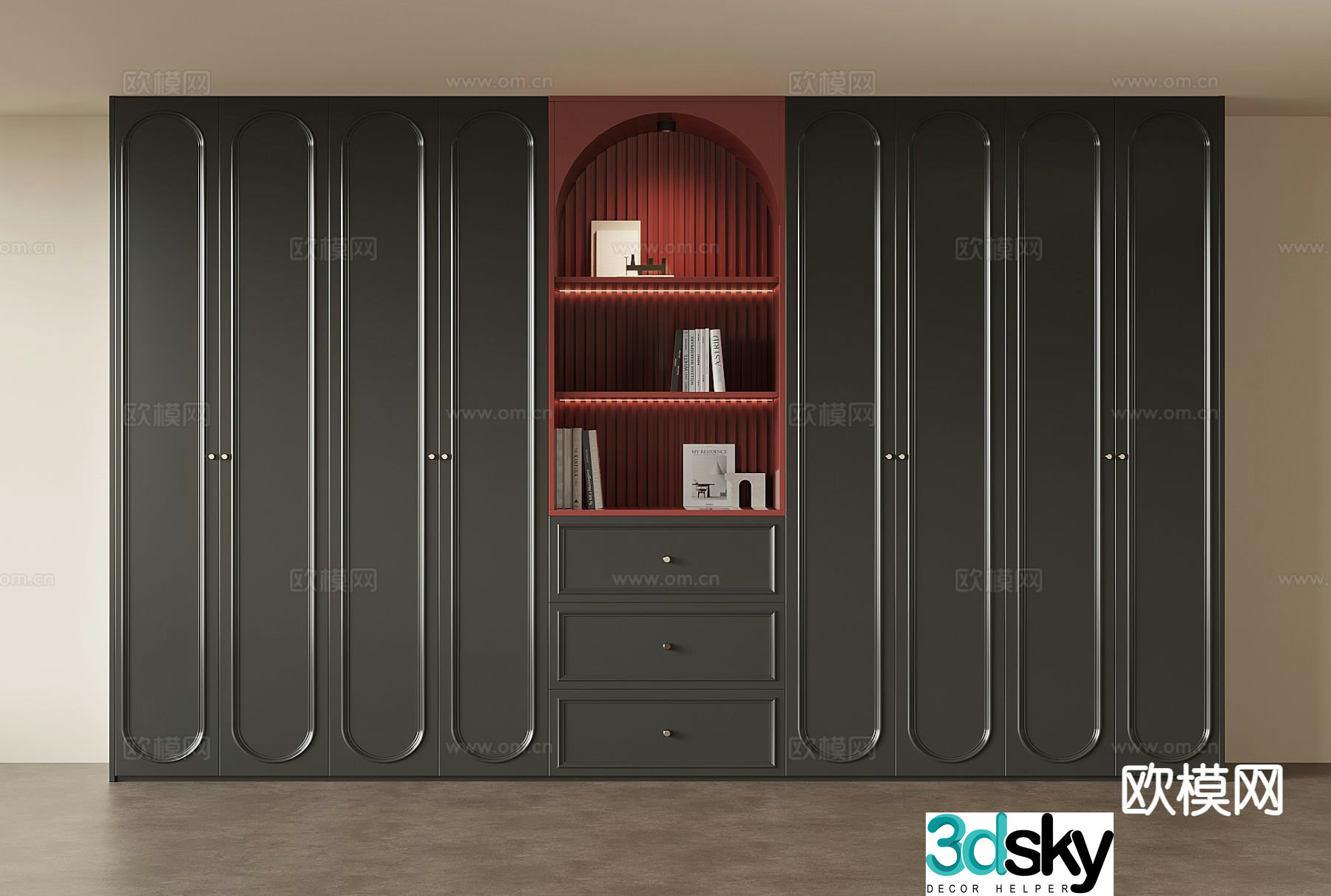 French bookcase bookshelf 3d model