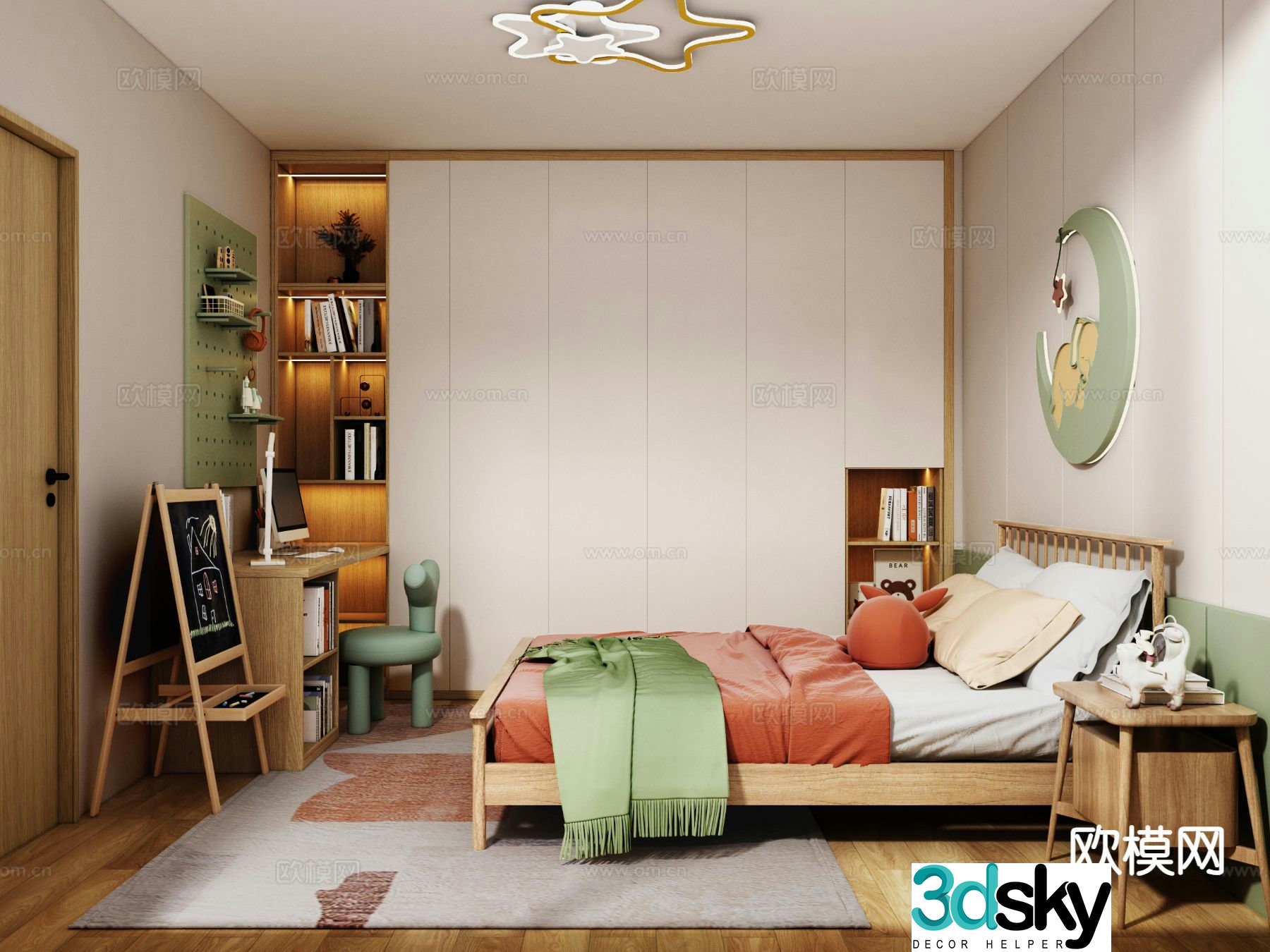 Log style children’s room girl’s room 3D model