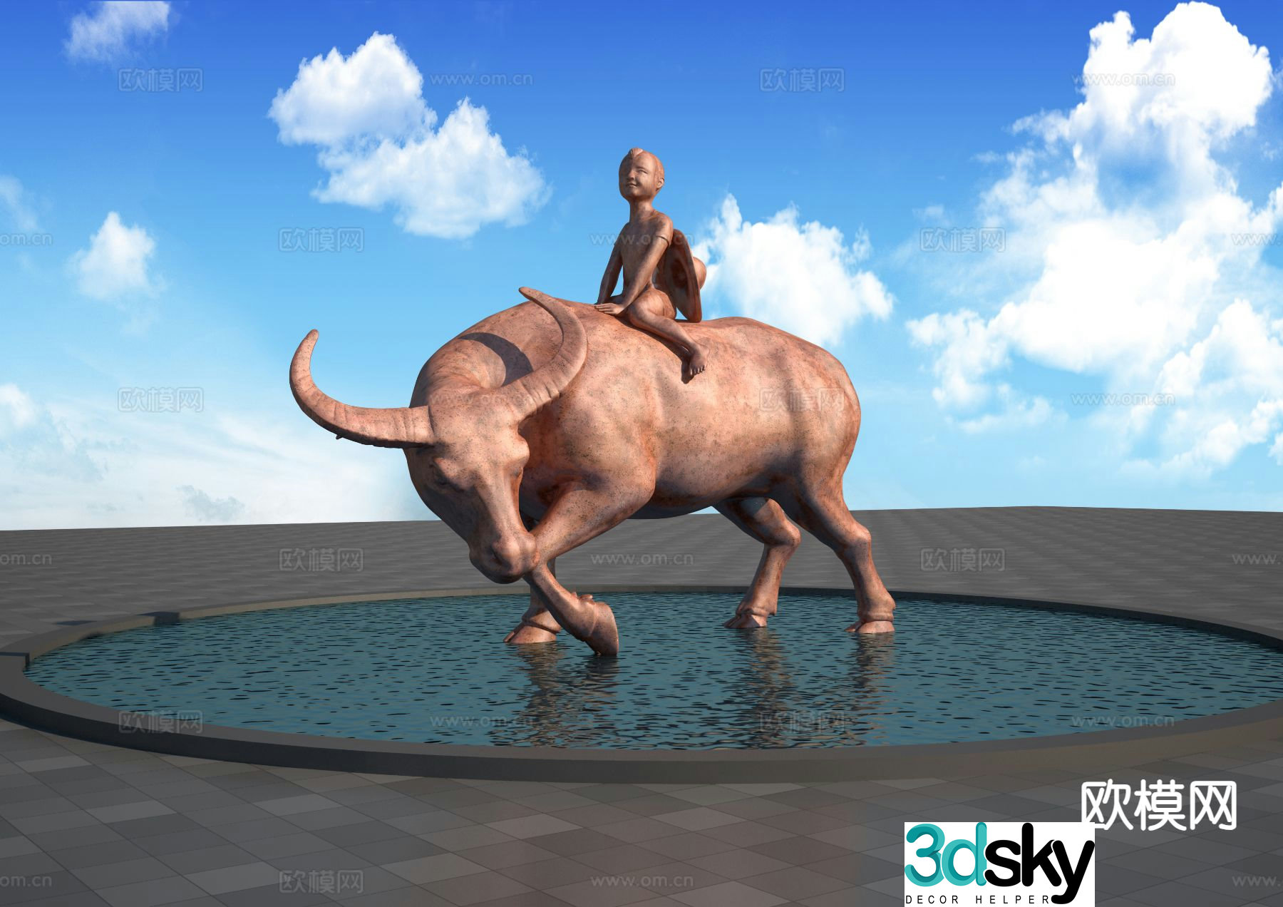 Cowboy Sculpture Landscape Sculpture 3D Model