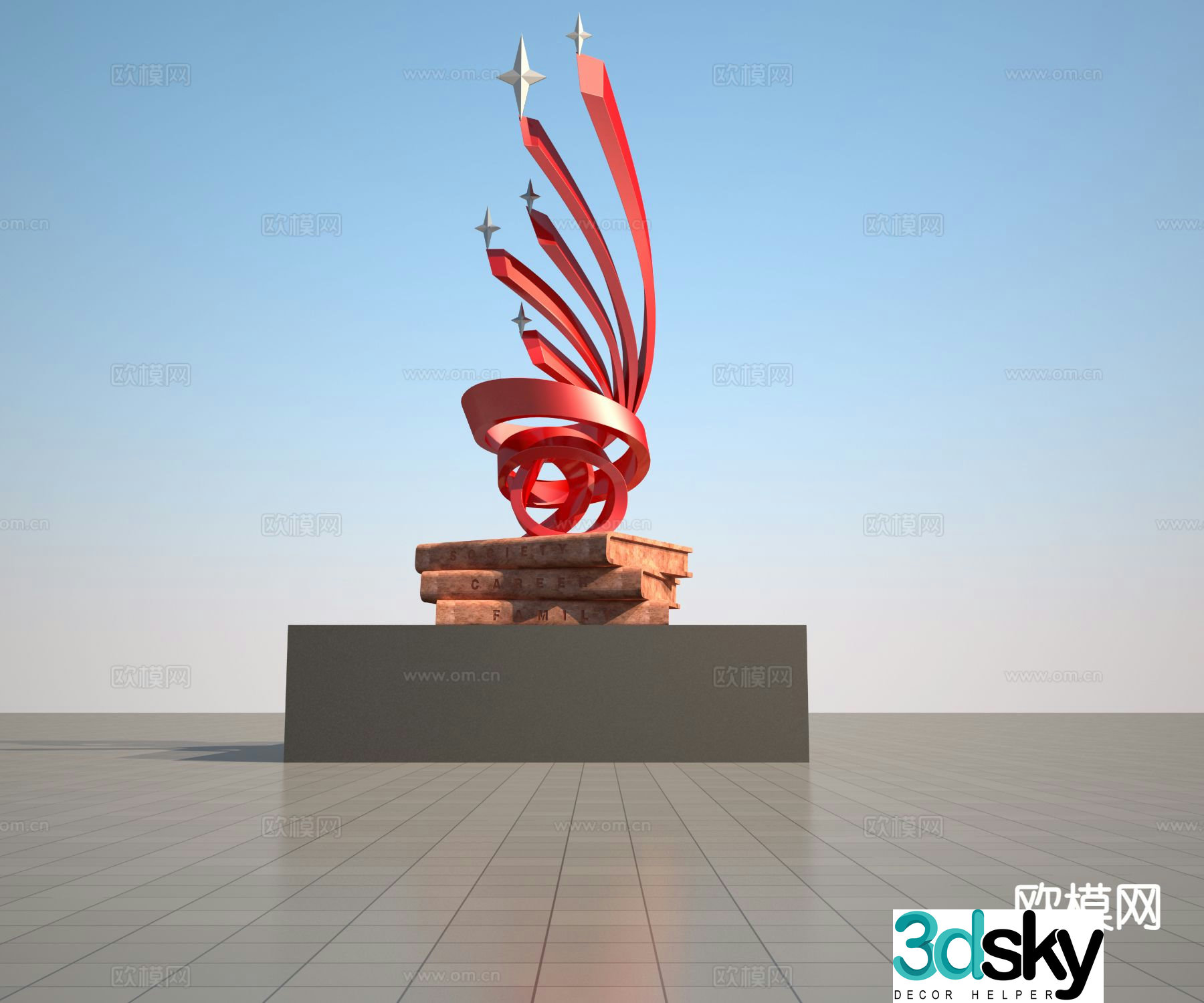 Streamer sculpture landscape sculpture 3d model