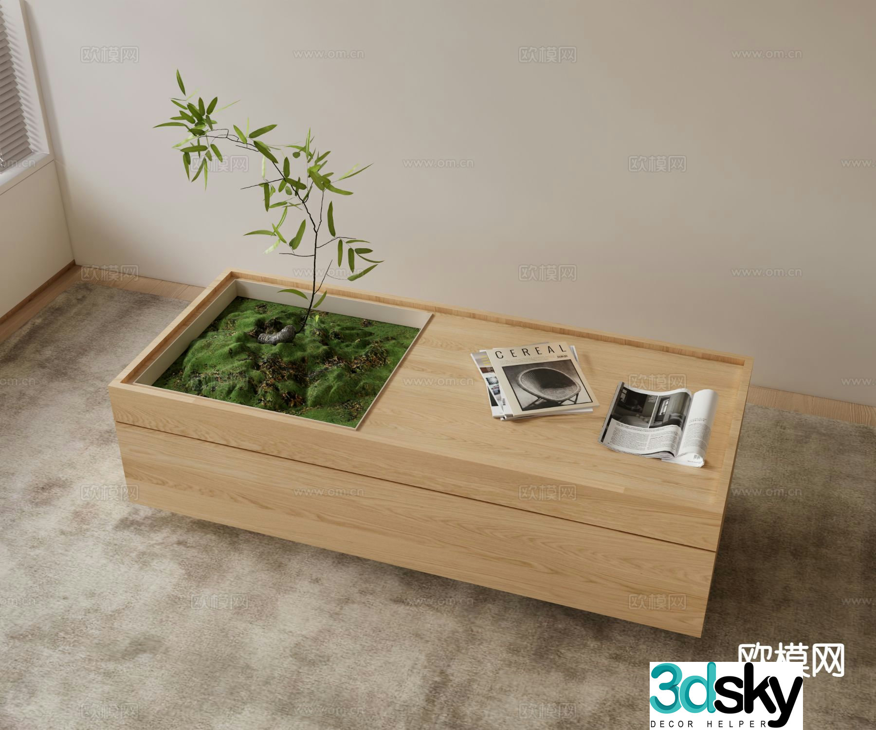 Nordic coffee table ecological coffee table 3d model