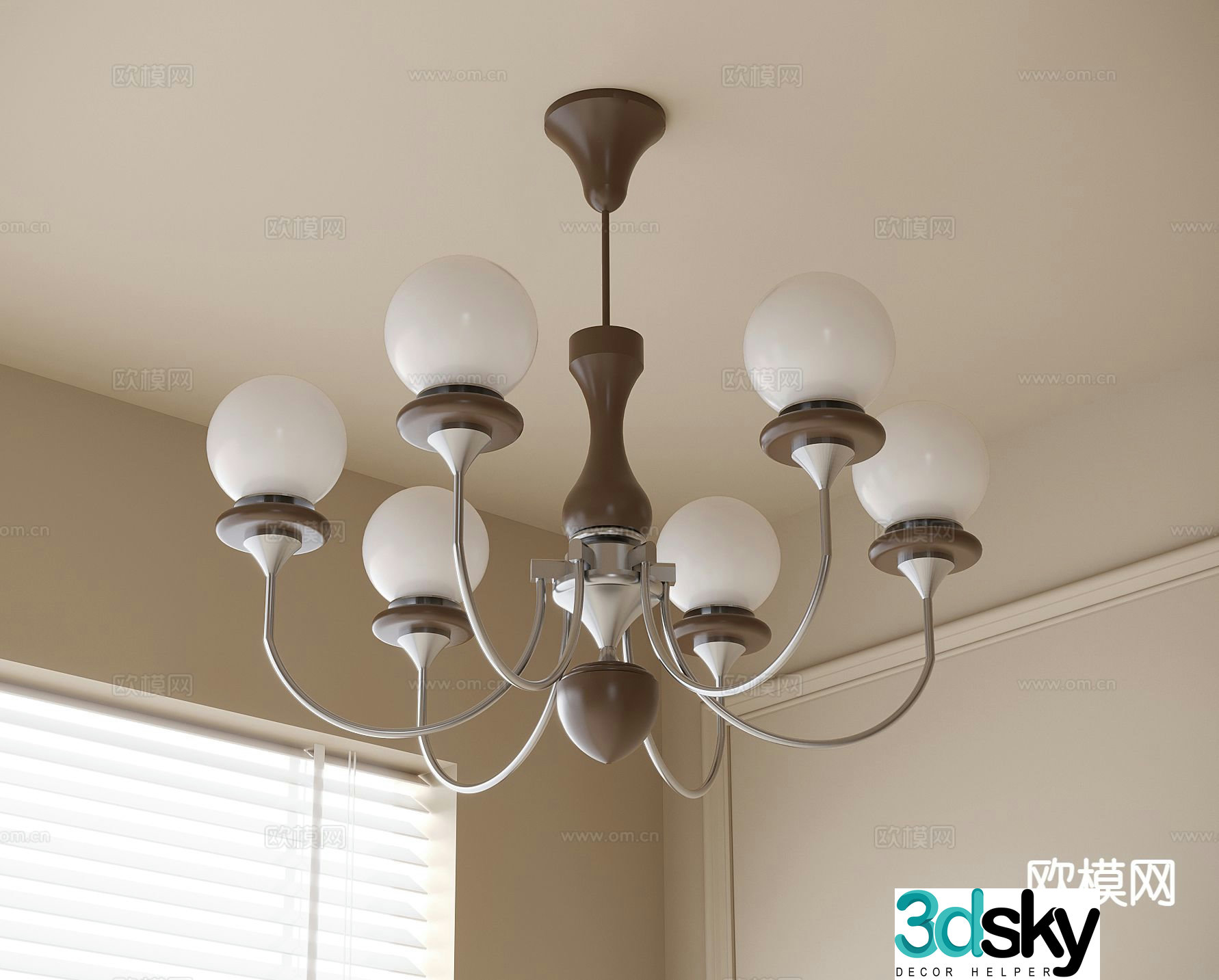 French chandelier multi-head chandelier 3d model