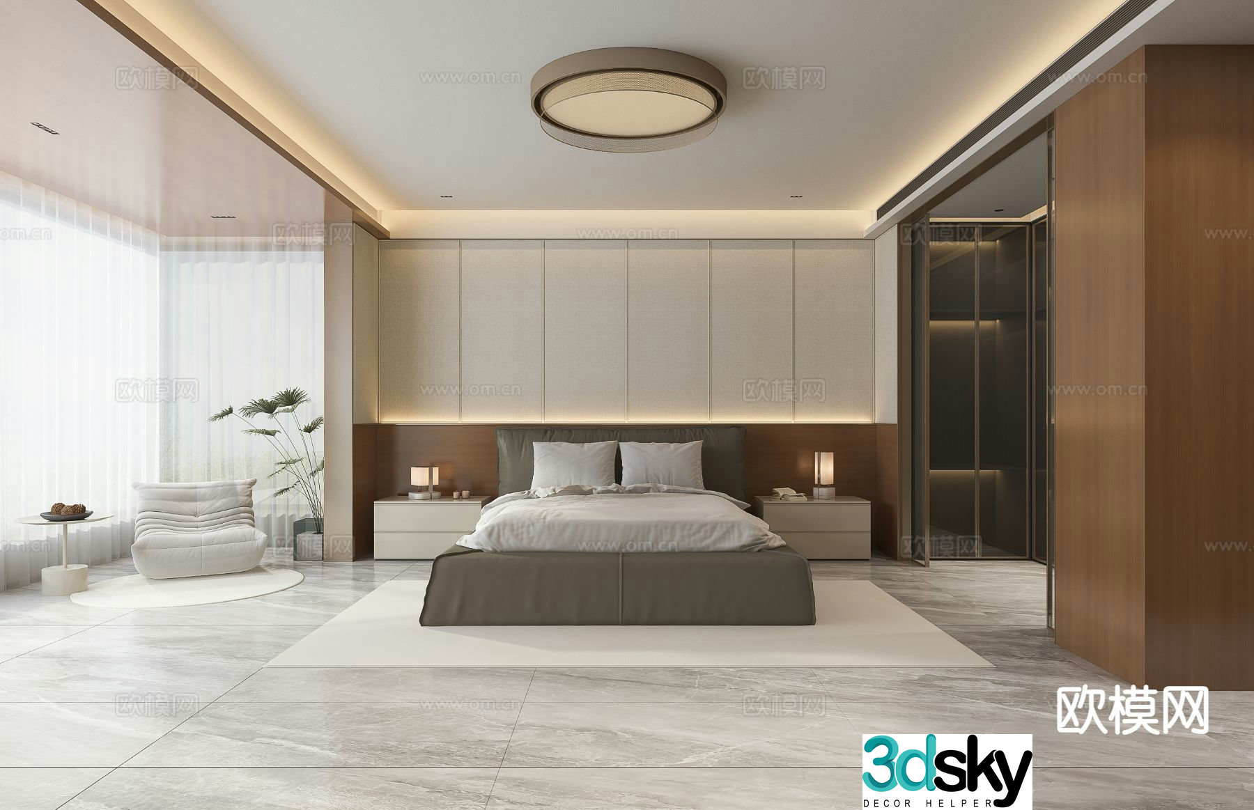 Modern bedroom master bedroom 3d model