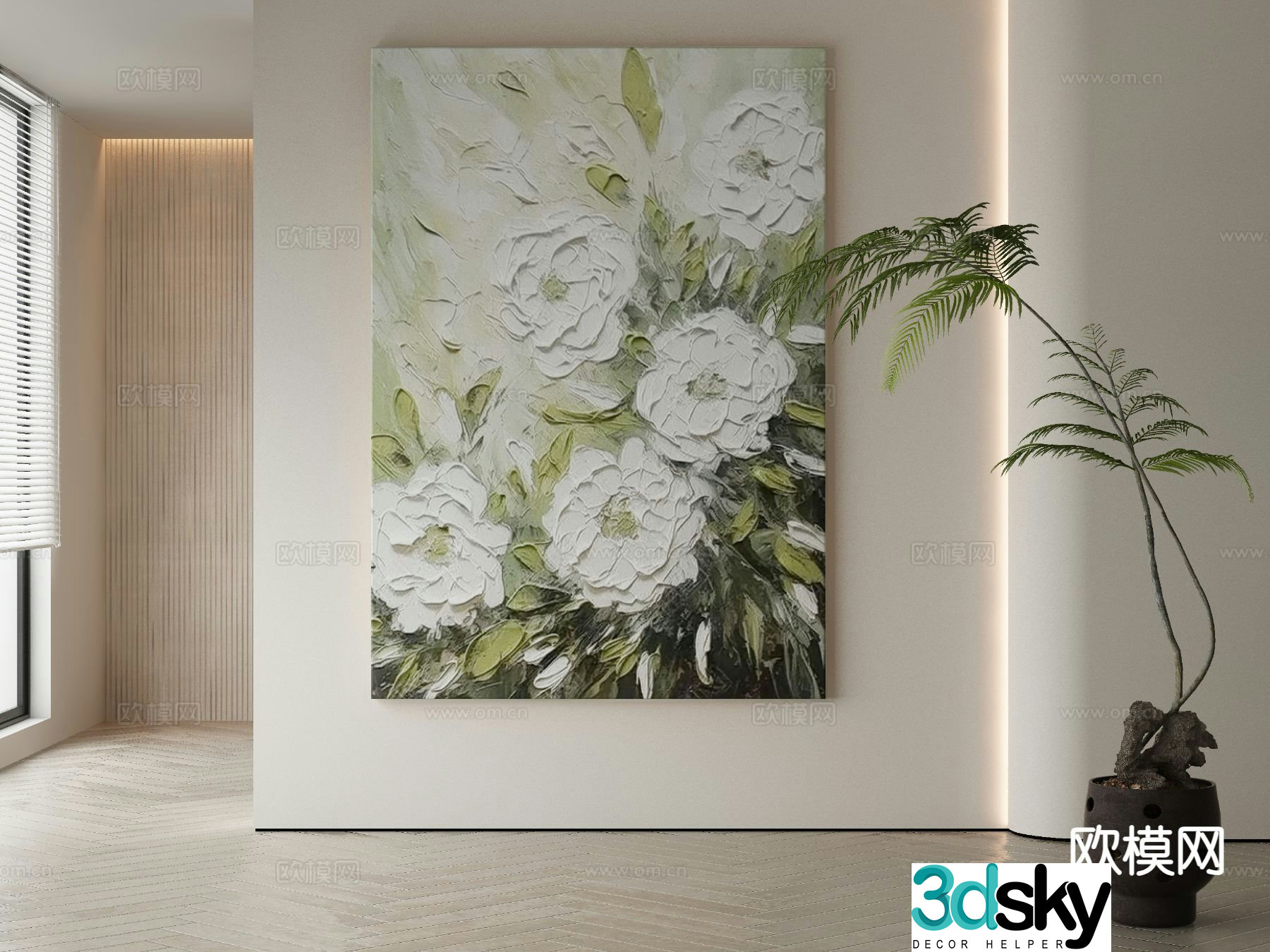 Decorative painting texture painting flower hanging painting 3d model