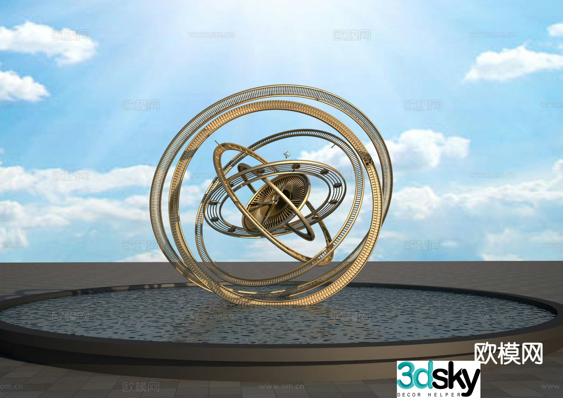 Astronomical Instrument Sculpture Landscape Sculpture 3D Model