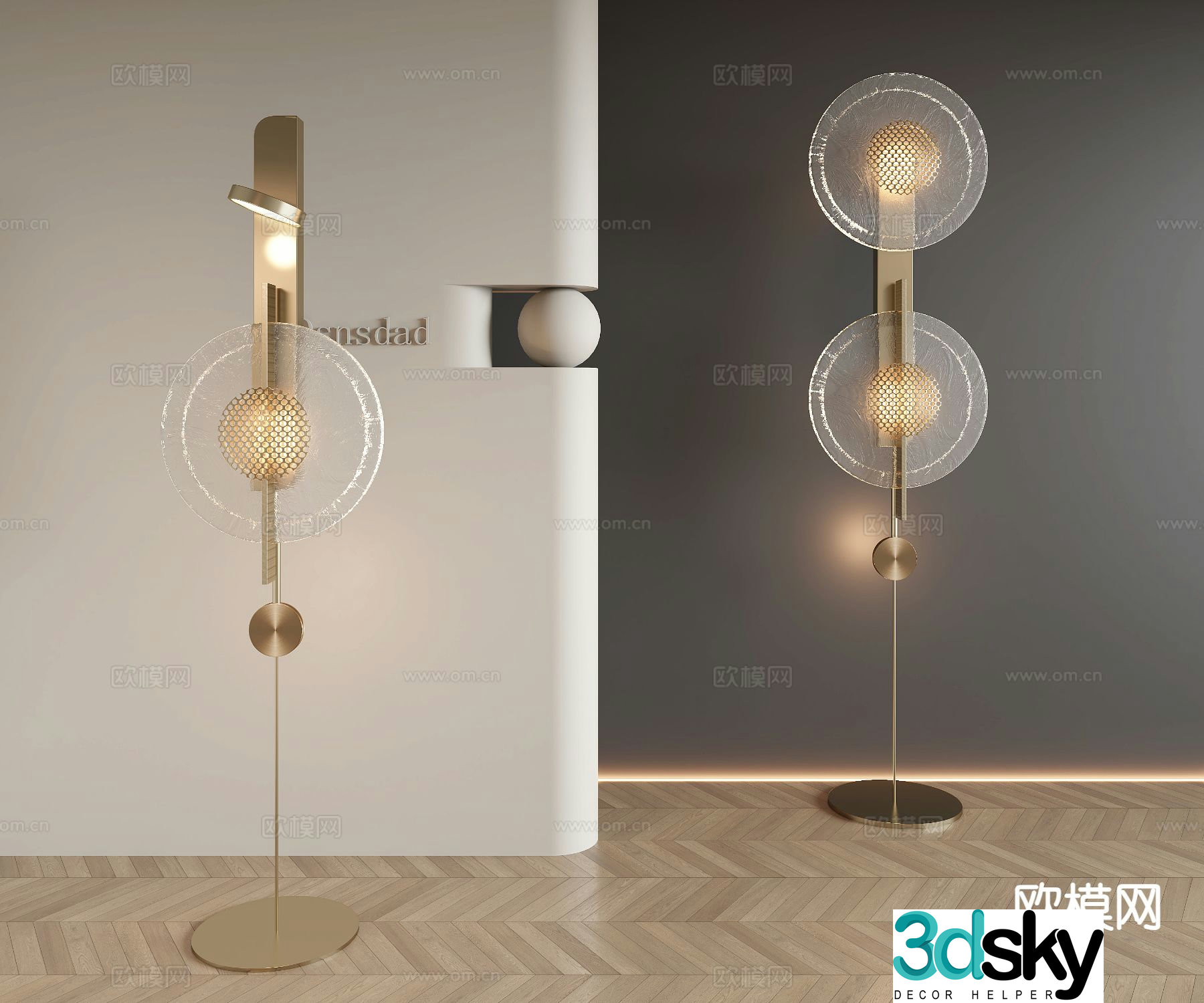 Light luxury floor lamp glass floor lamp 3d model