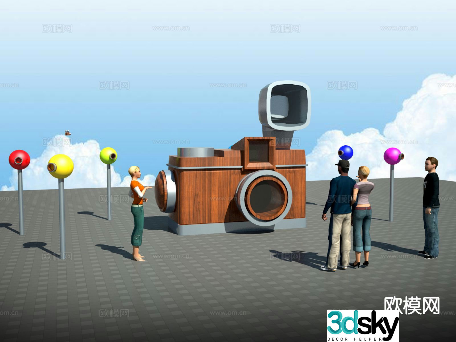 camera sculpture landscape sculpture 3d model