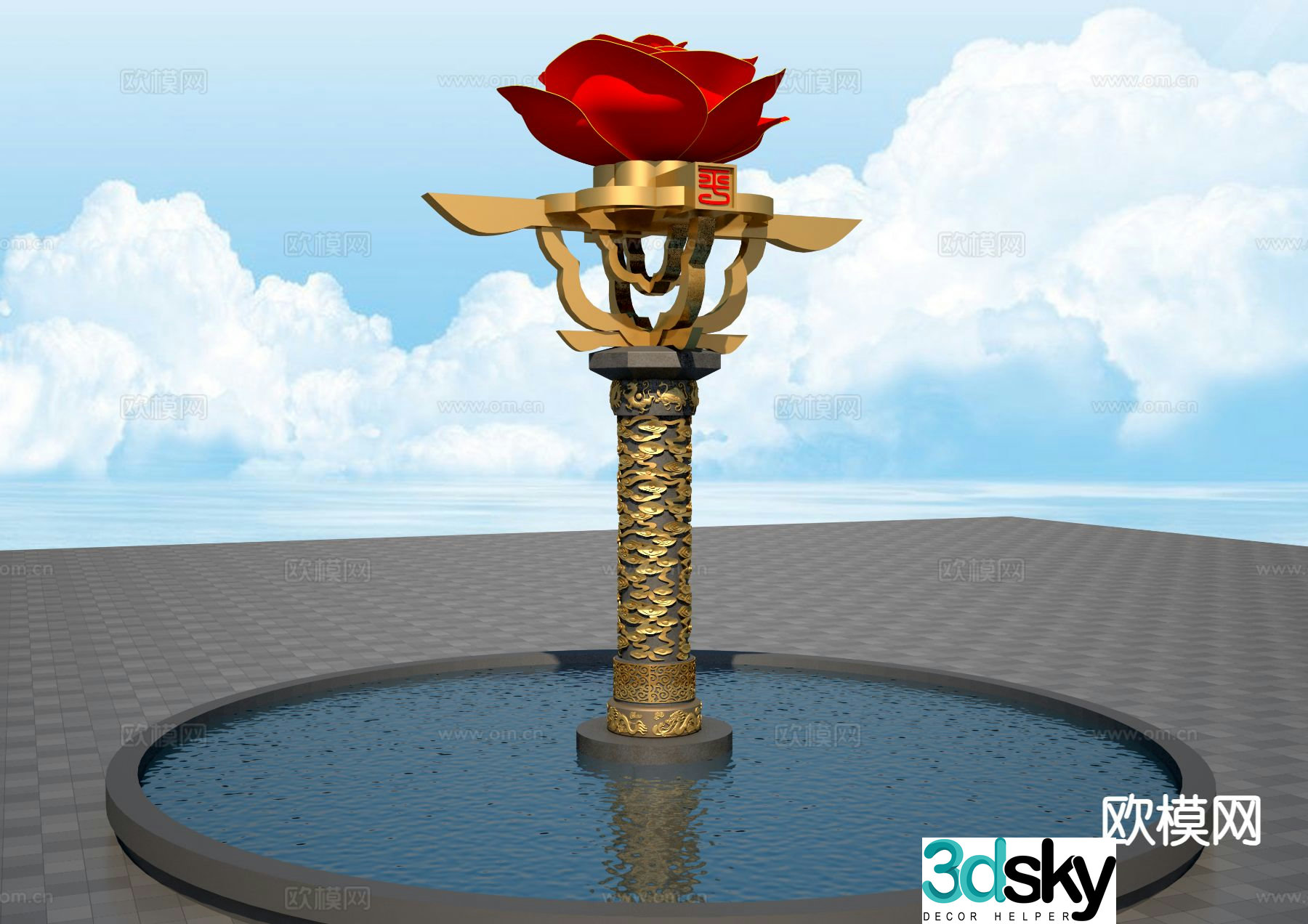 petal sculpture landscape sculpture 3d model