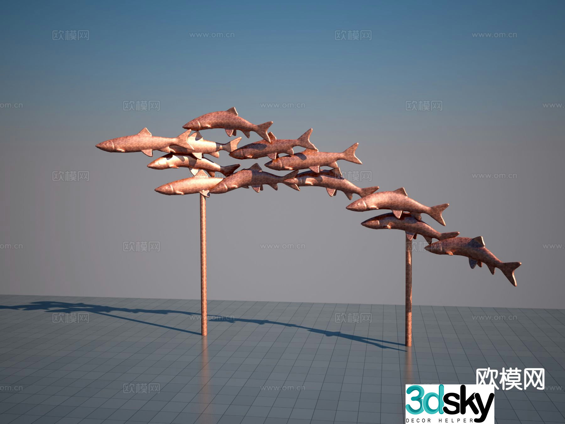 Fish sculpture landscape sculpture 3d model