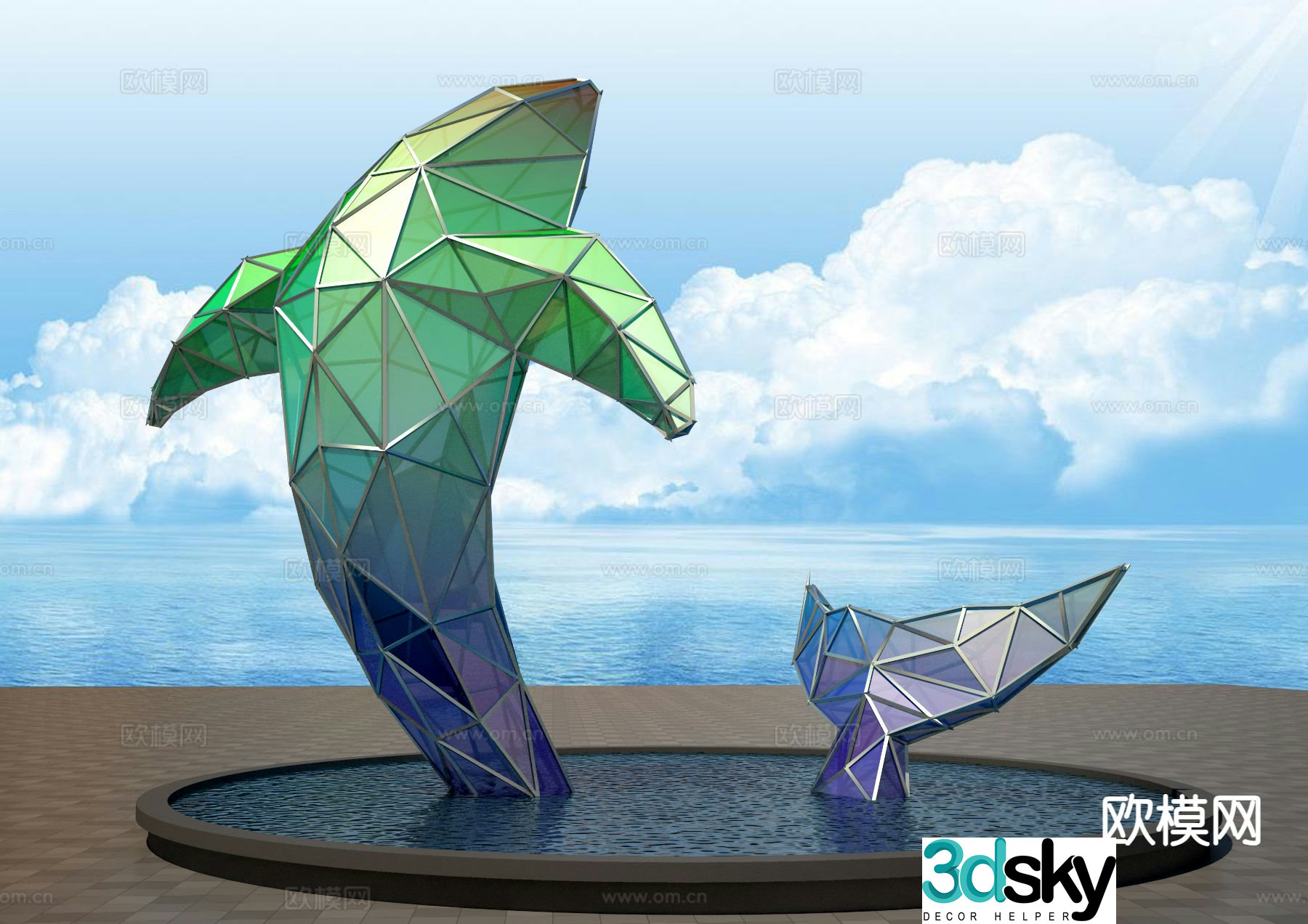 Whale sculpture landscape sculpture 3d model