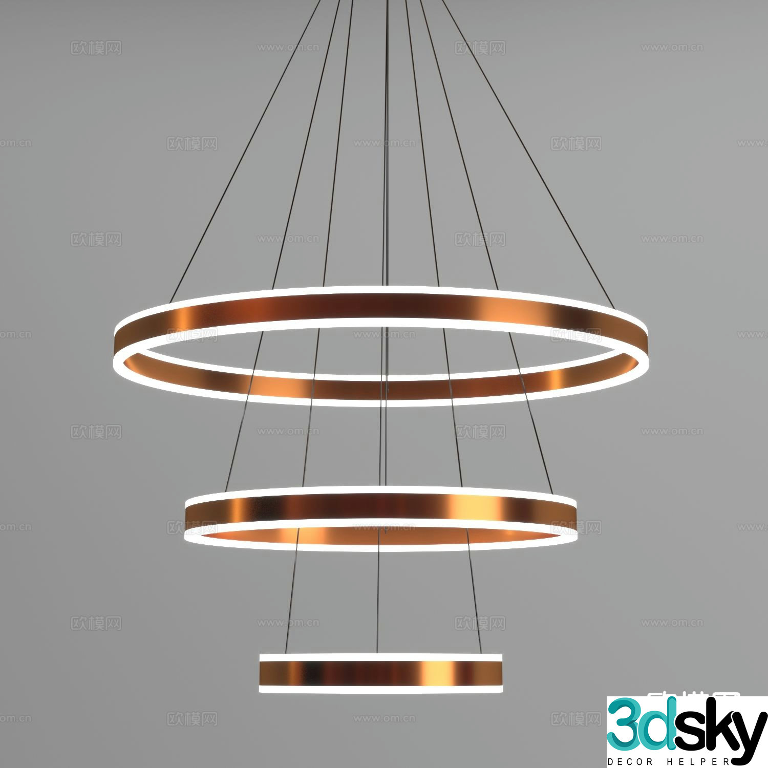 Light luxury ring chandelier 3D model