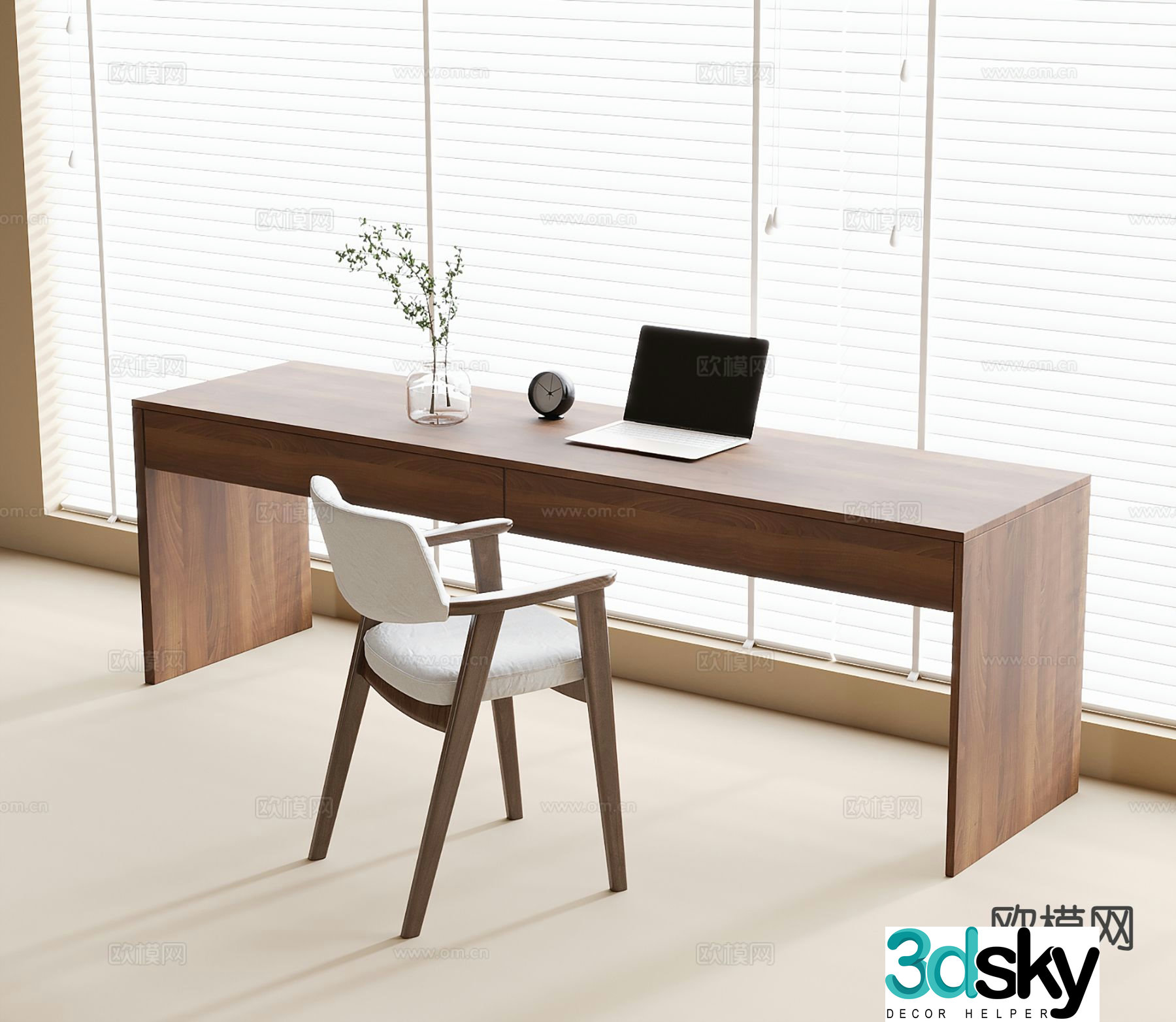 Modern desk writing desk computer desk 3d model