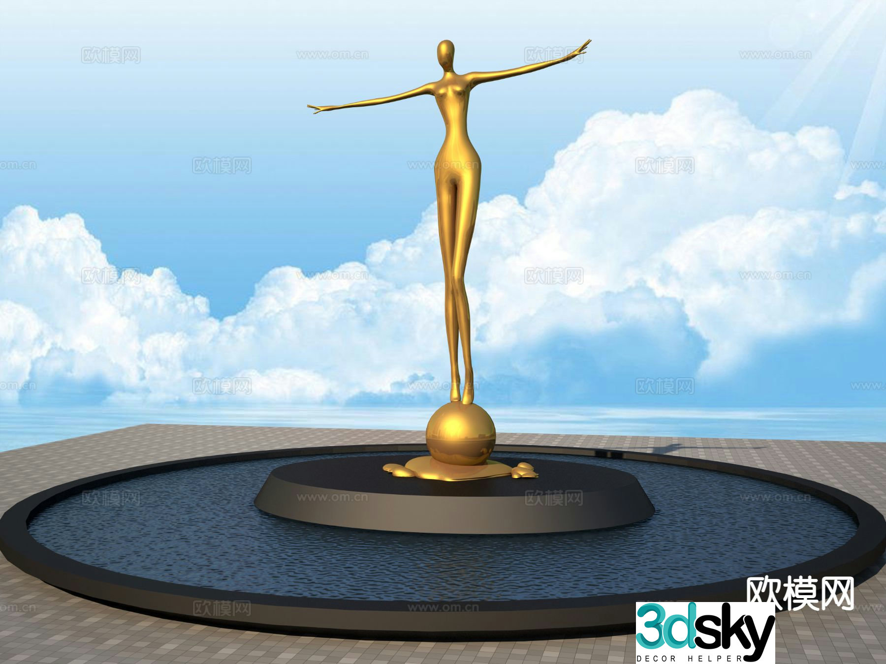 Abstract woman sculpture landscape sculpture 3d model