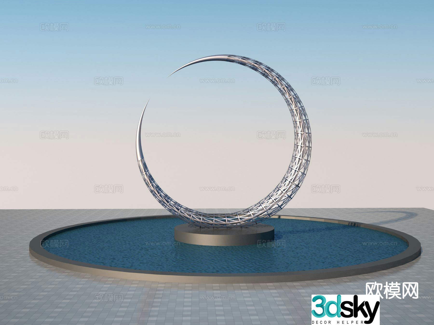 Hollow Moon Sculpture Landscape Sculpture 3D Model