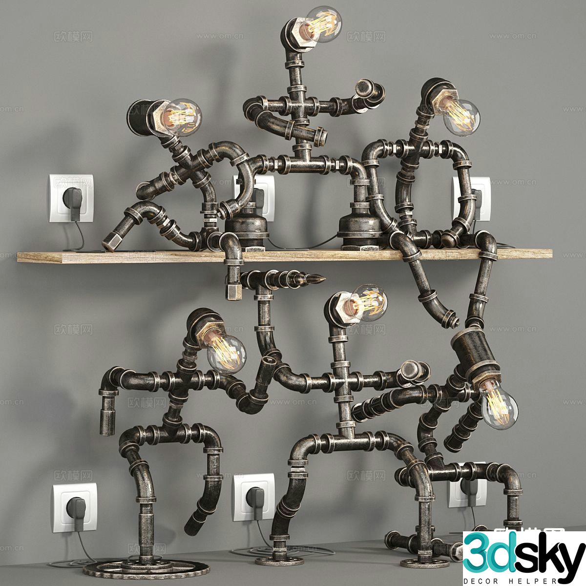 Industrial style desk lamp cartoon desk lamp 3d model
