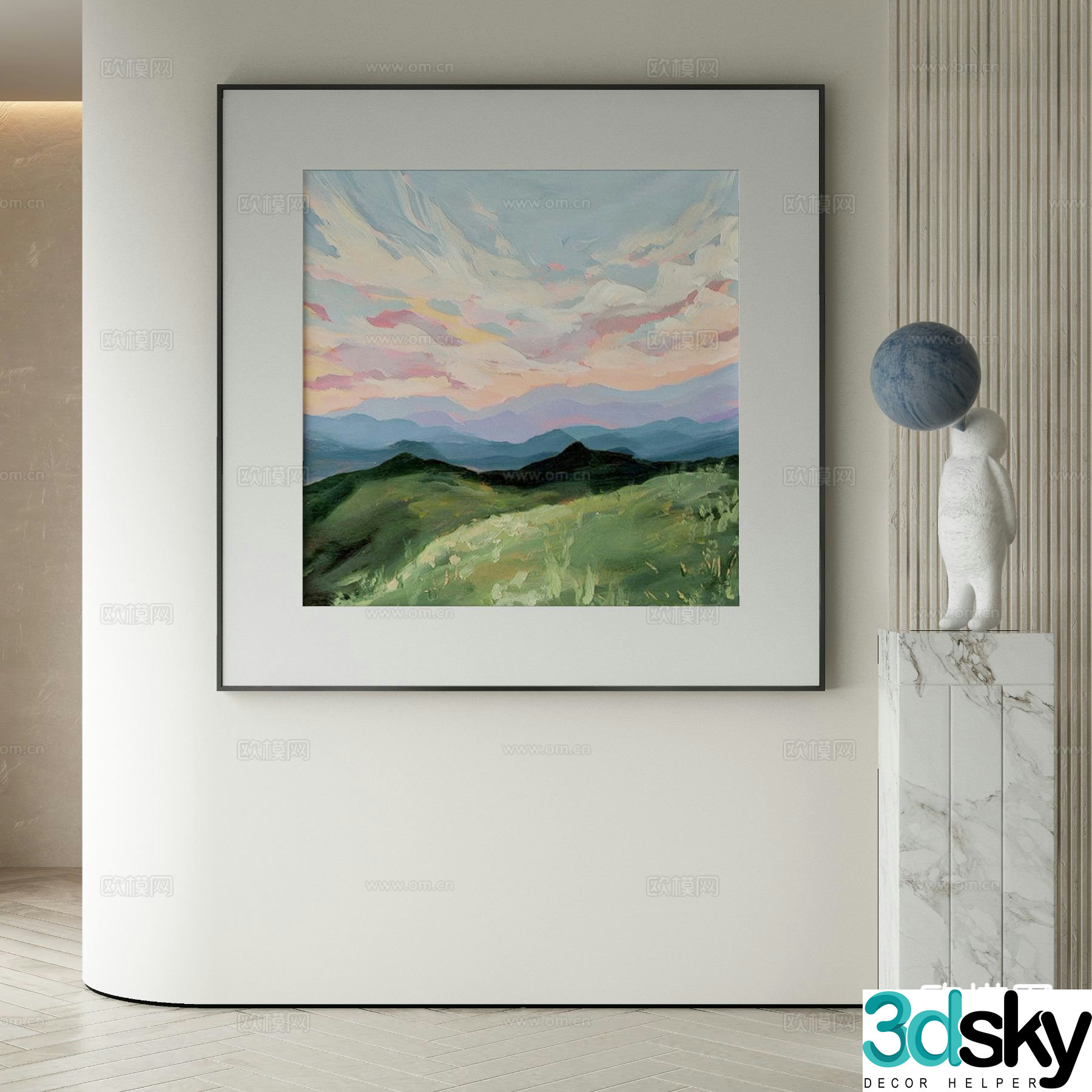 Decorative painting oil painting landscape hanging painting 3d model