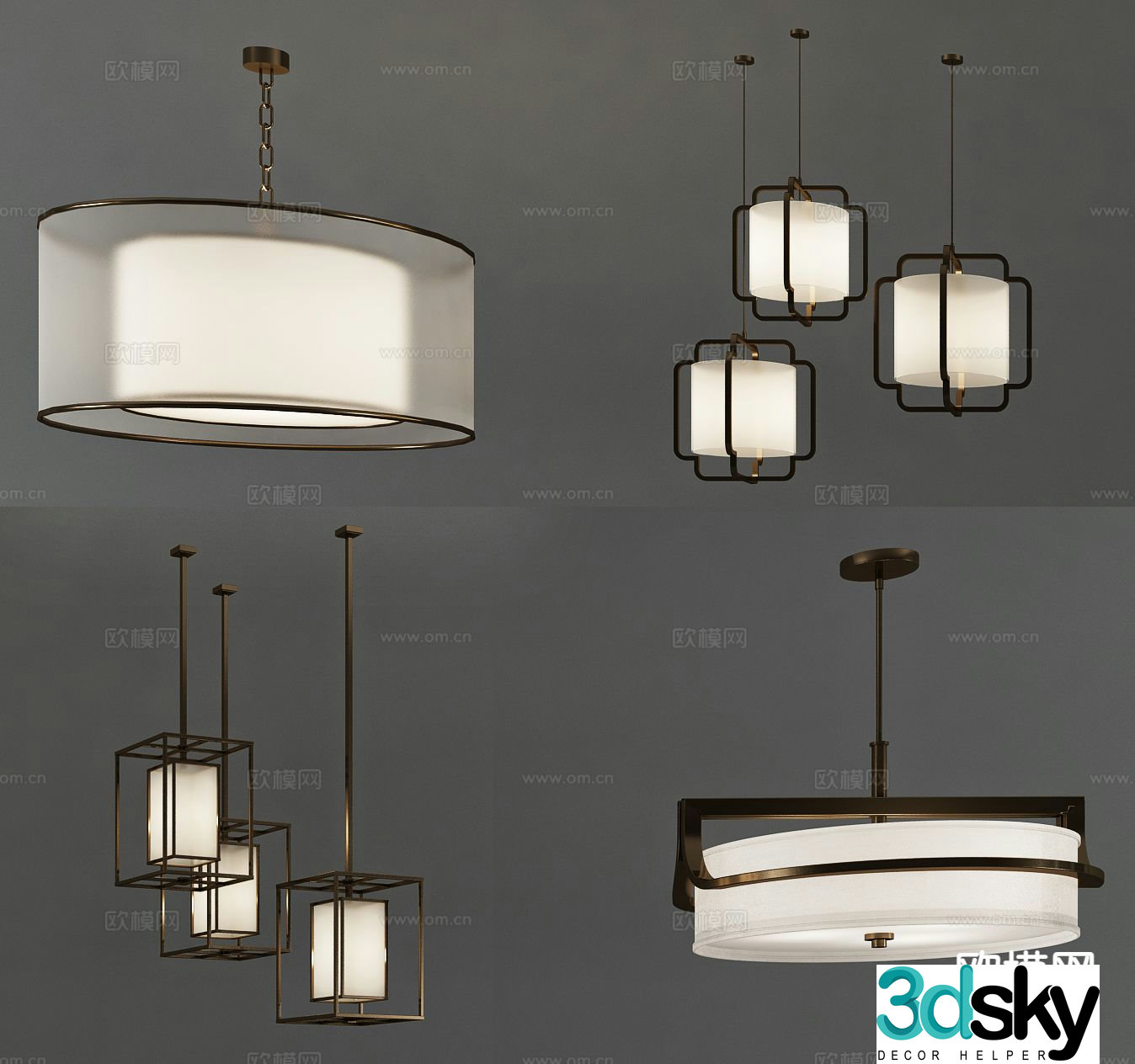 New Chinese style chandelier restaurant chandelier 3d model