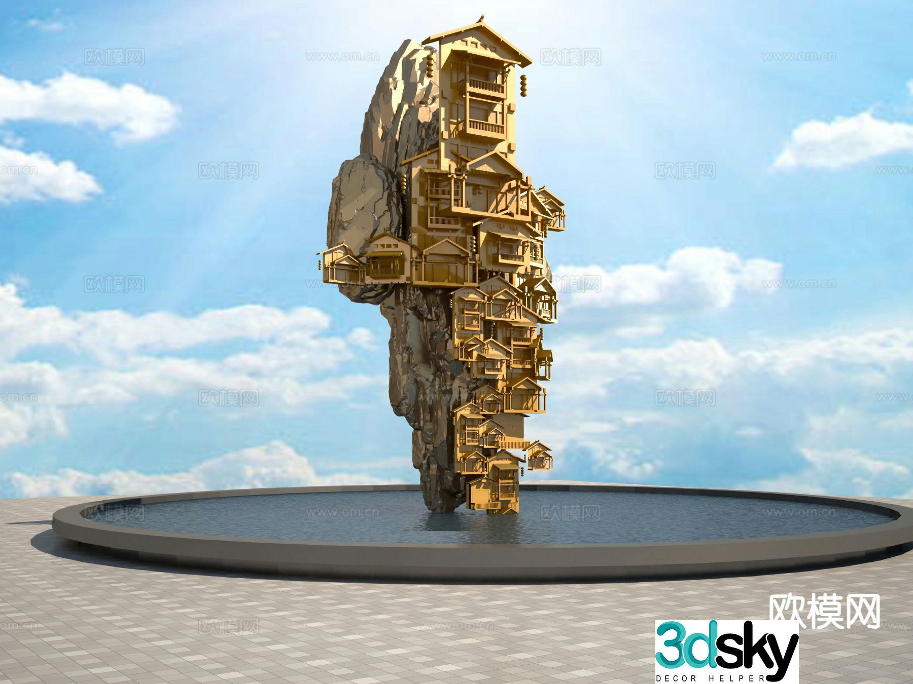 Diaojiaolou sculpture landscape sculpture 3D model