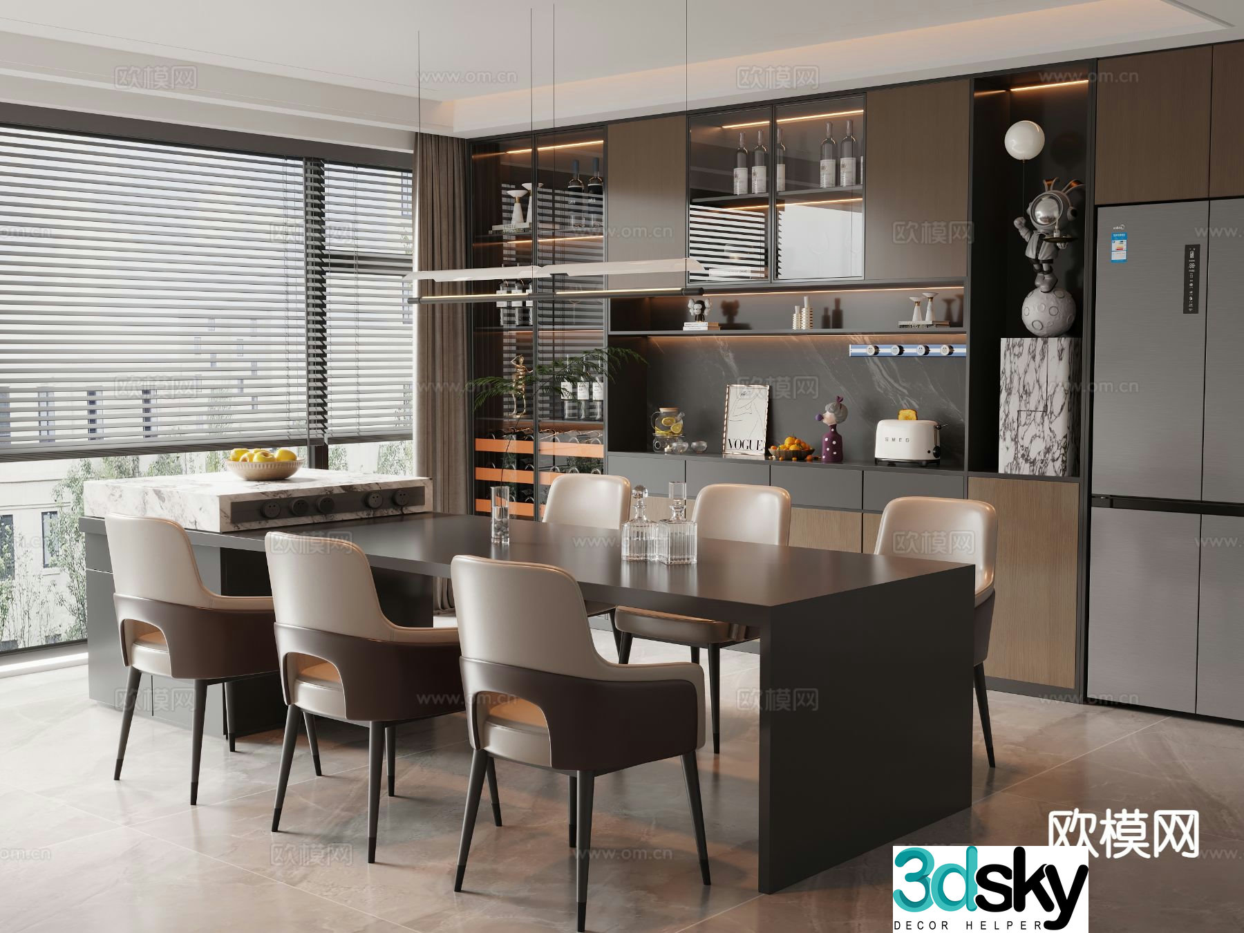 Modern island restaurant 3d model