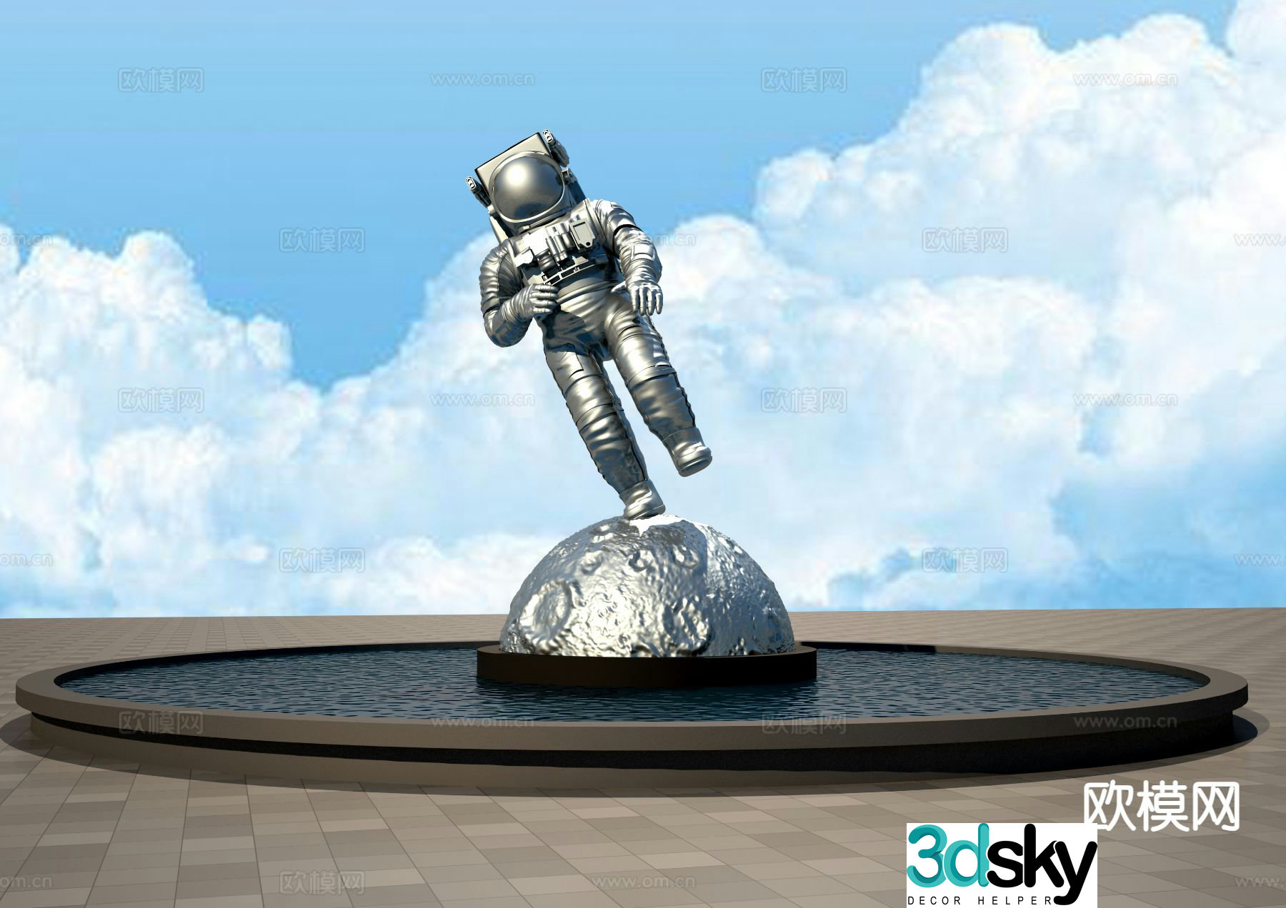 Astronaut sculpture landscape sculpture 3d model