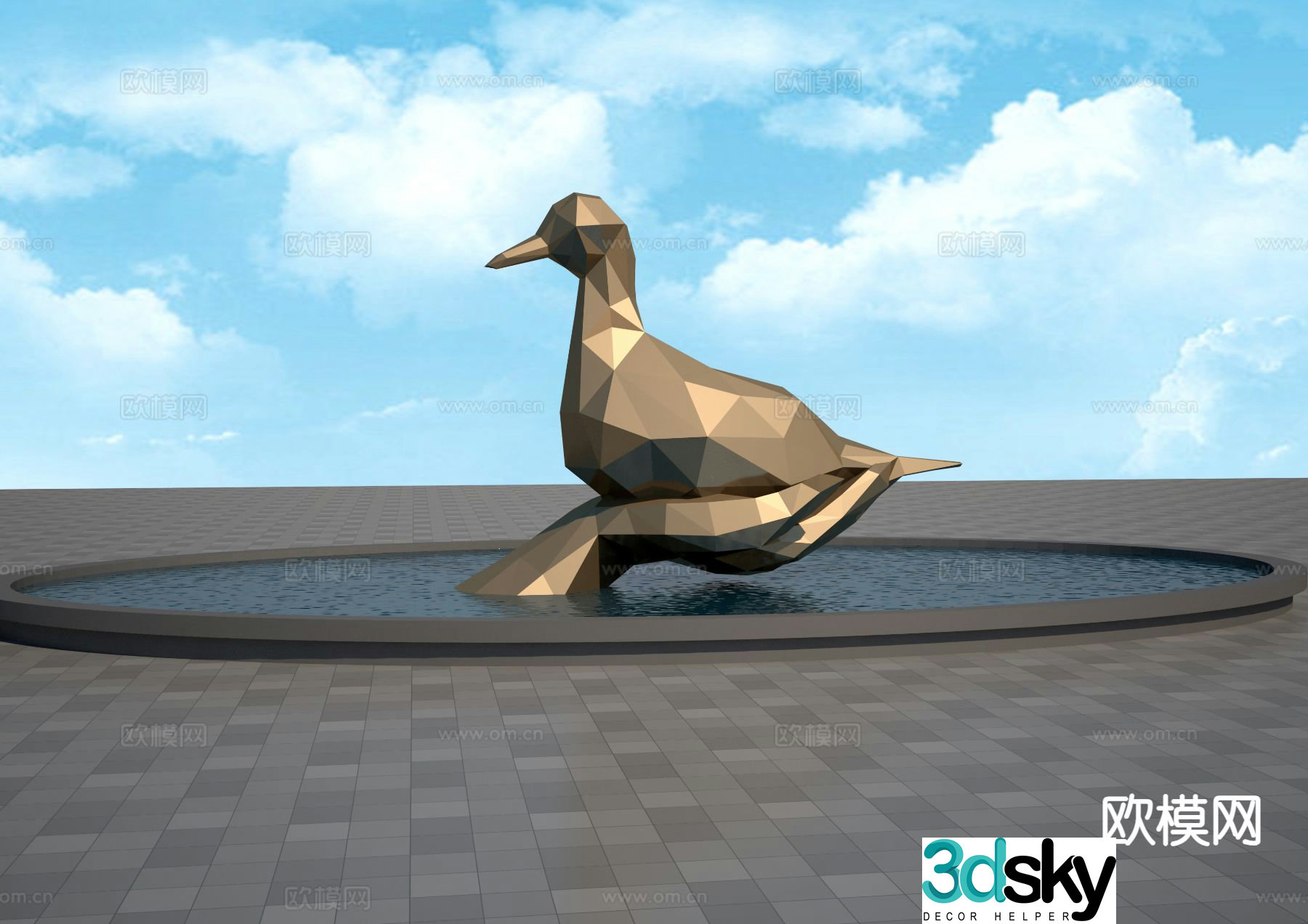 Pigeon sculpture landscape sculpture 3d model