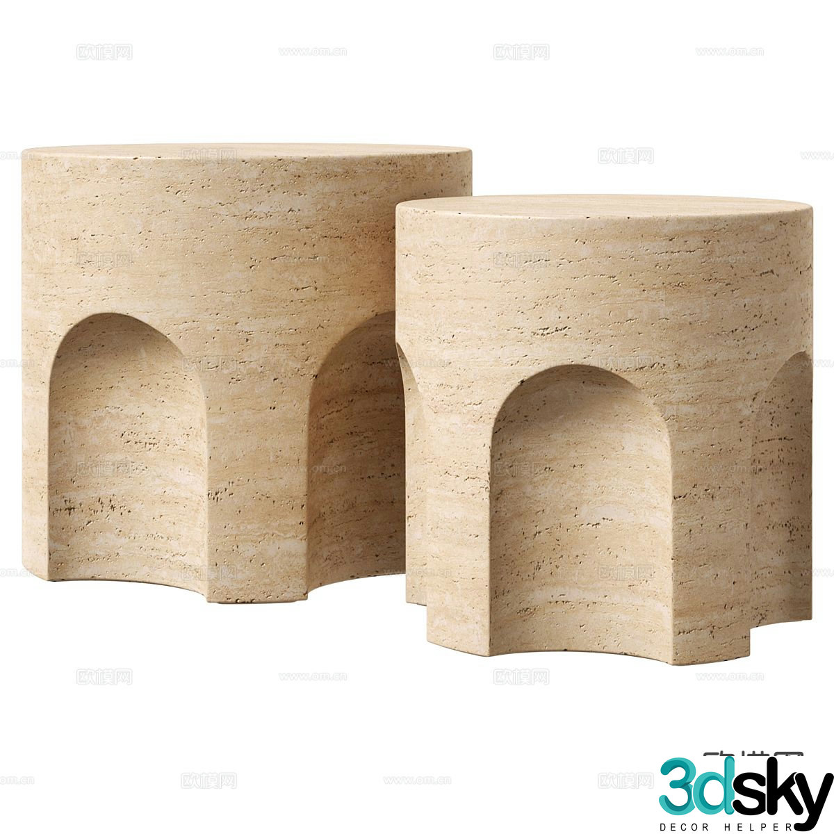 CARVED round table side table table table 3d model