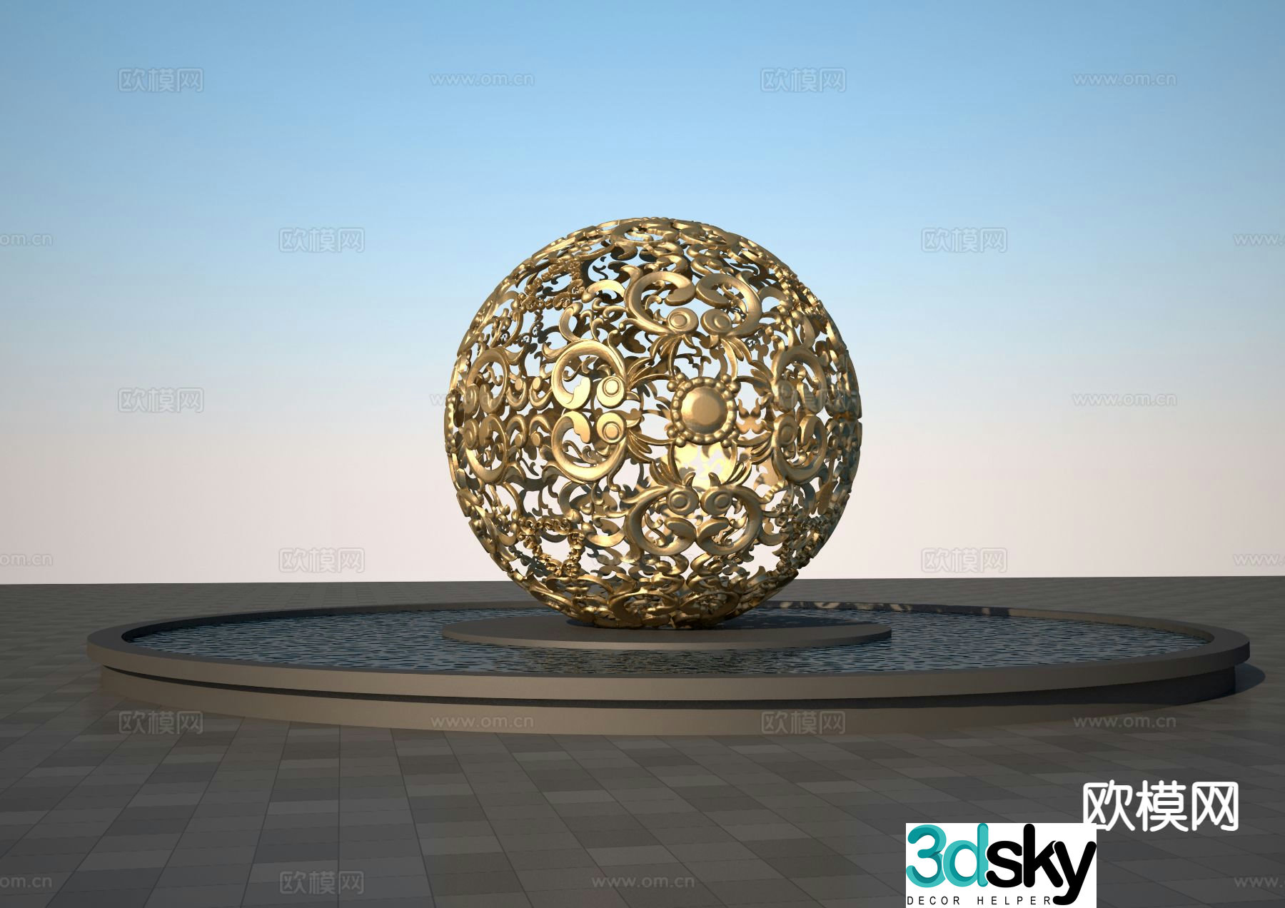 Hollow carved sculpture Feng Shui ball sculpture 3D model