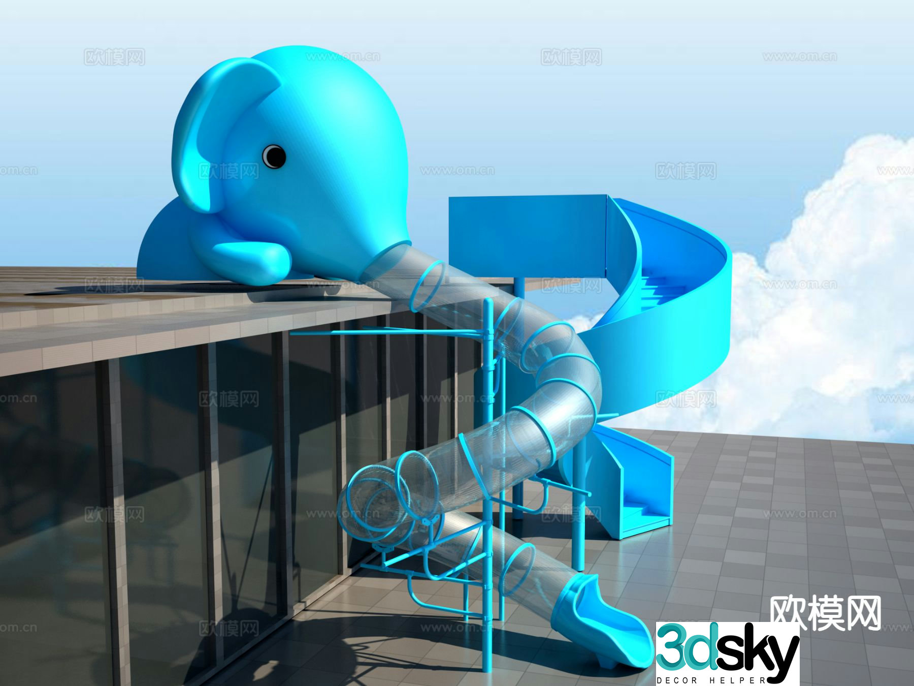 Art-shaped slide elephant slide amusement facilities 3D model