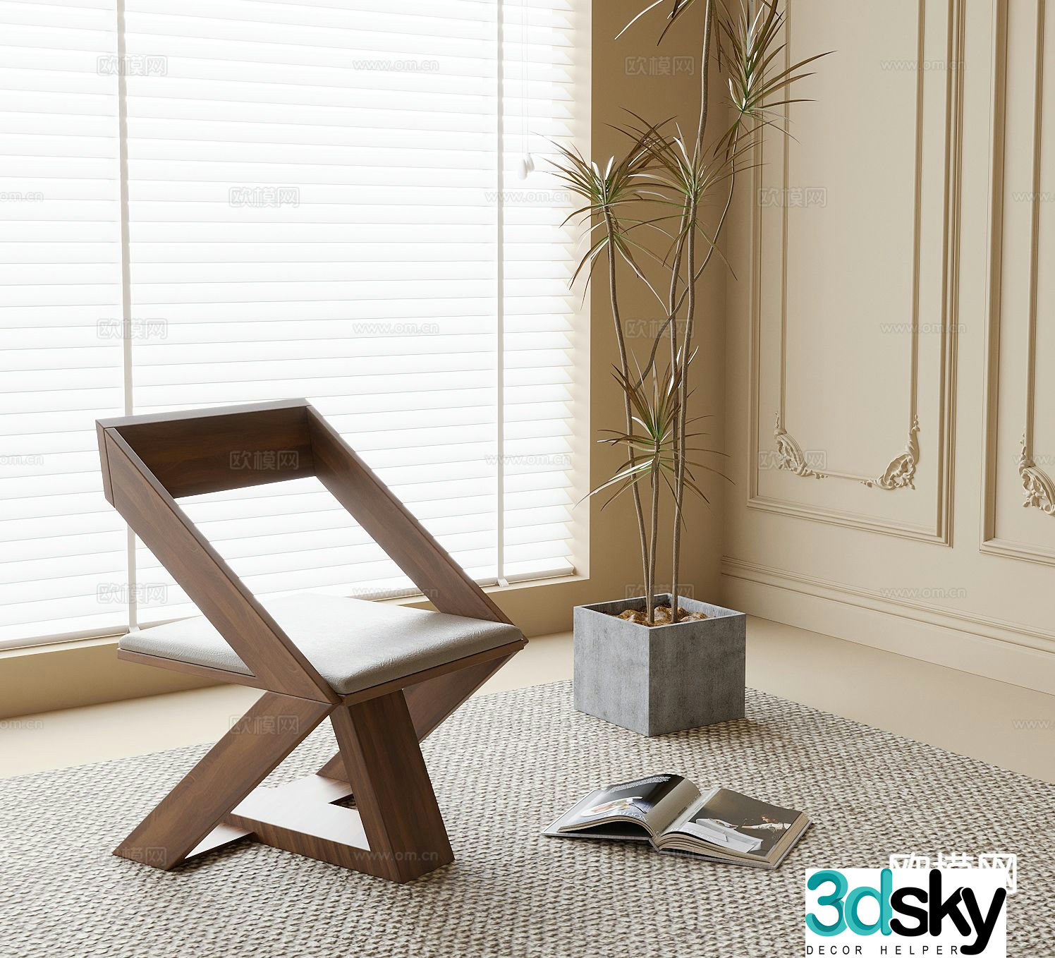 Medieval style chair leisure chair single chair 3d model