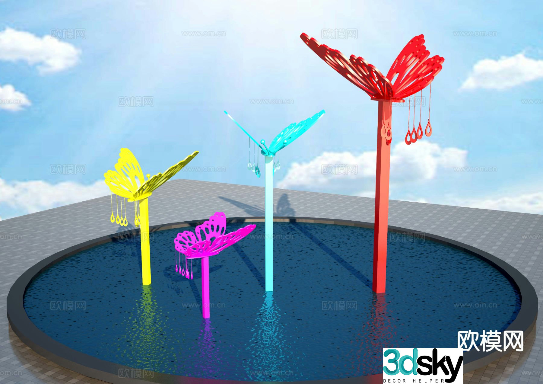 Butterfly silhouette sculpture urban sculpture 3d model