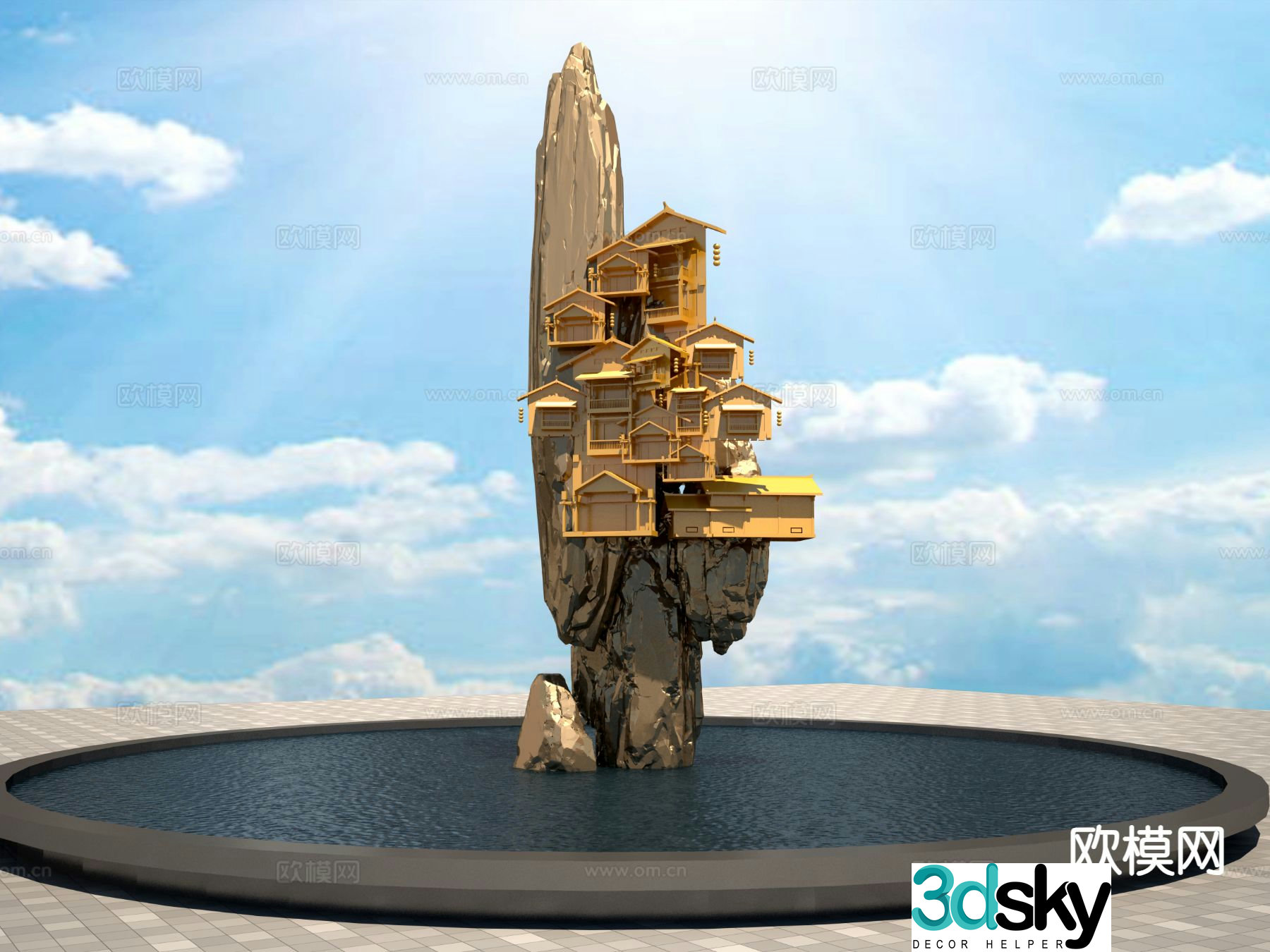 Diaojiaolou sculpture landscape sculpture 3D model