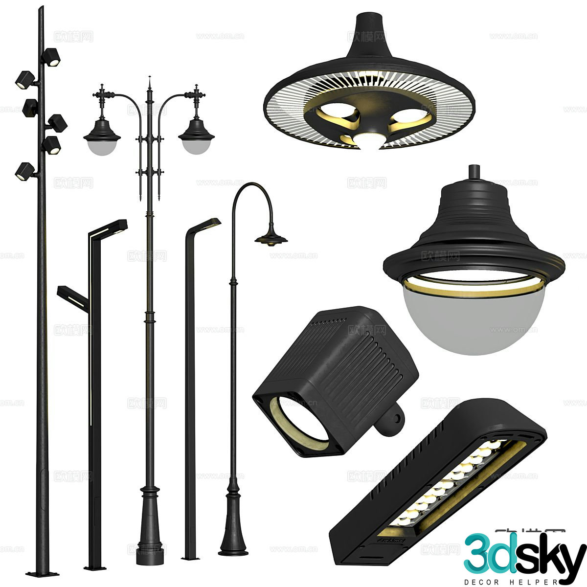 Industrial style outdoor lamp street lamp spotlight 3d model