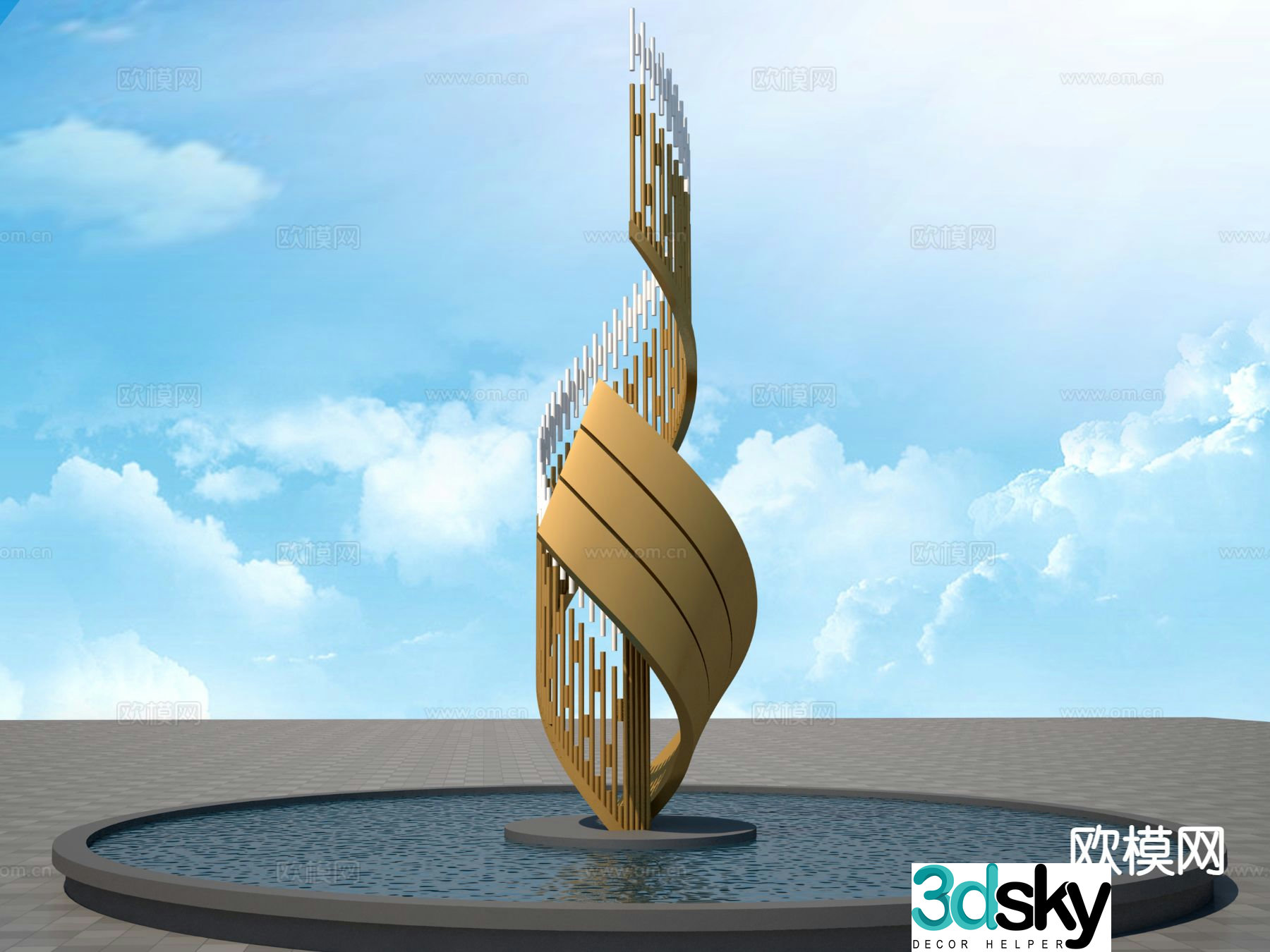 Spiral abstract sculpture landscape sculpture 3d model