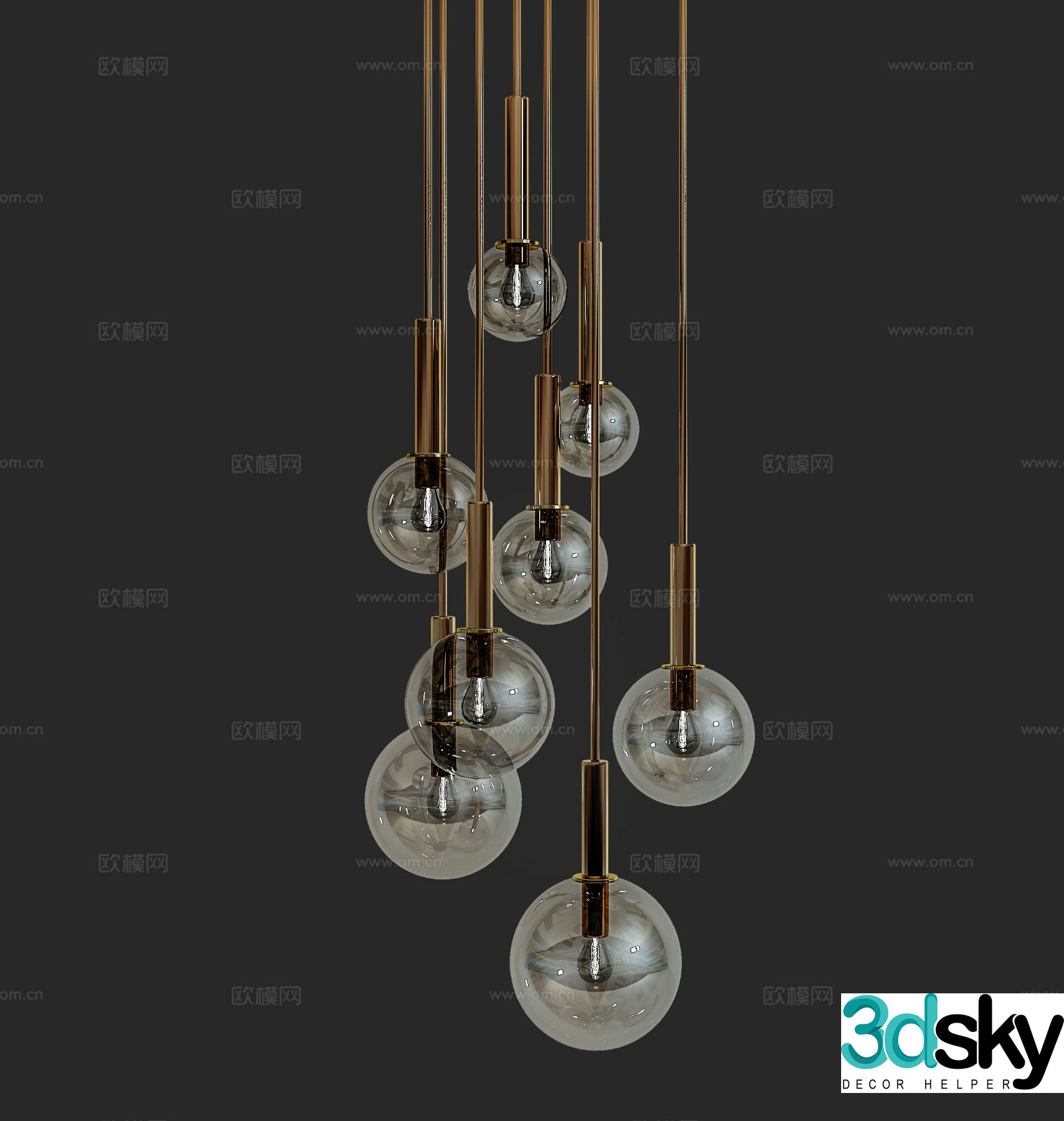 Light luxury small chandelier bedside small chandelier 3d model