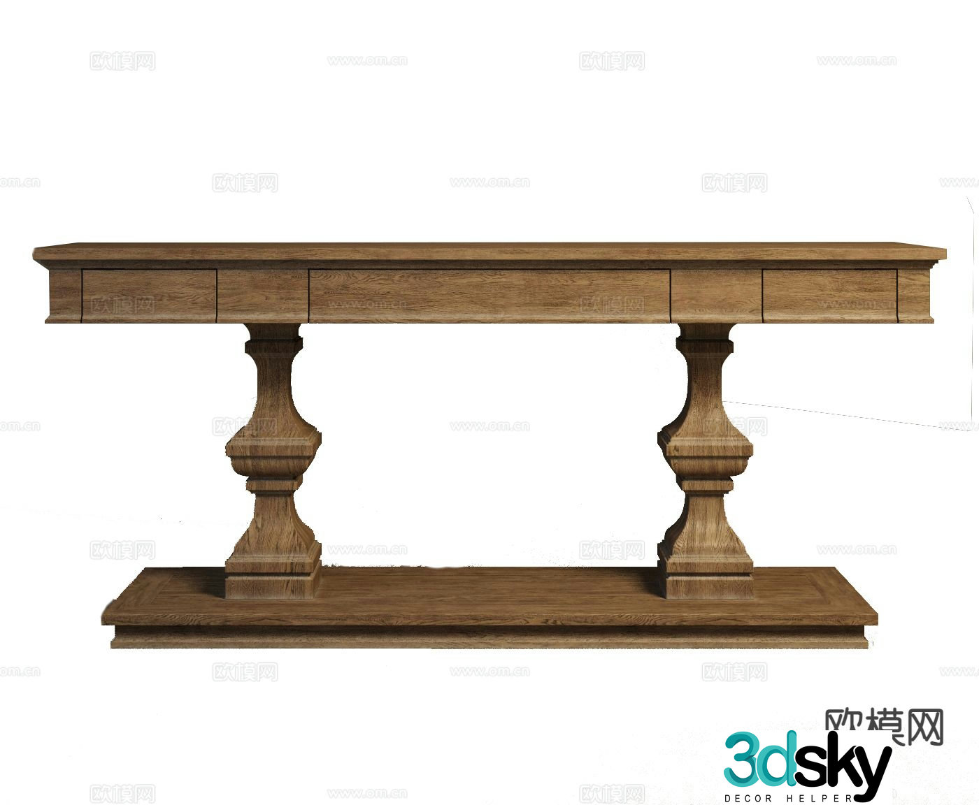 American style end view table 3D model