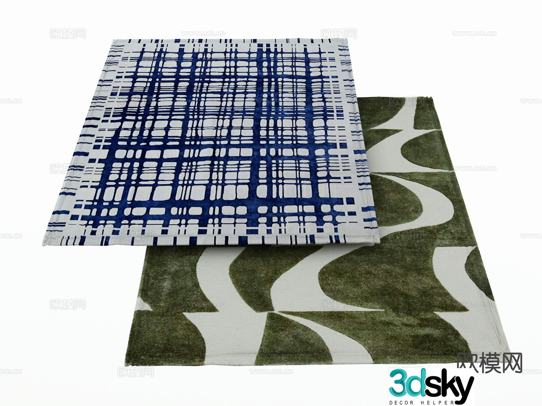 striped carpet square carpet 3d model